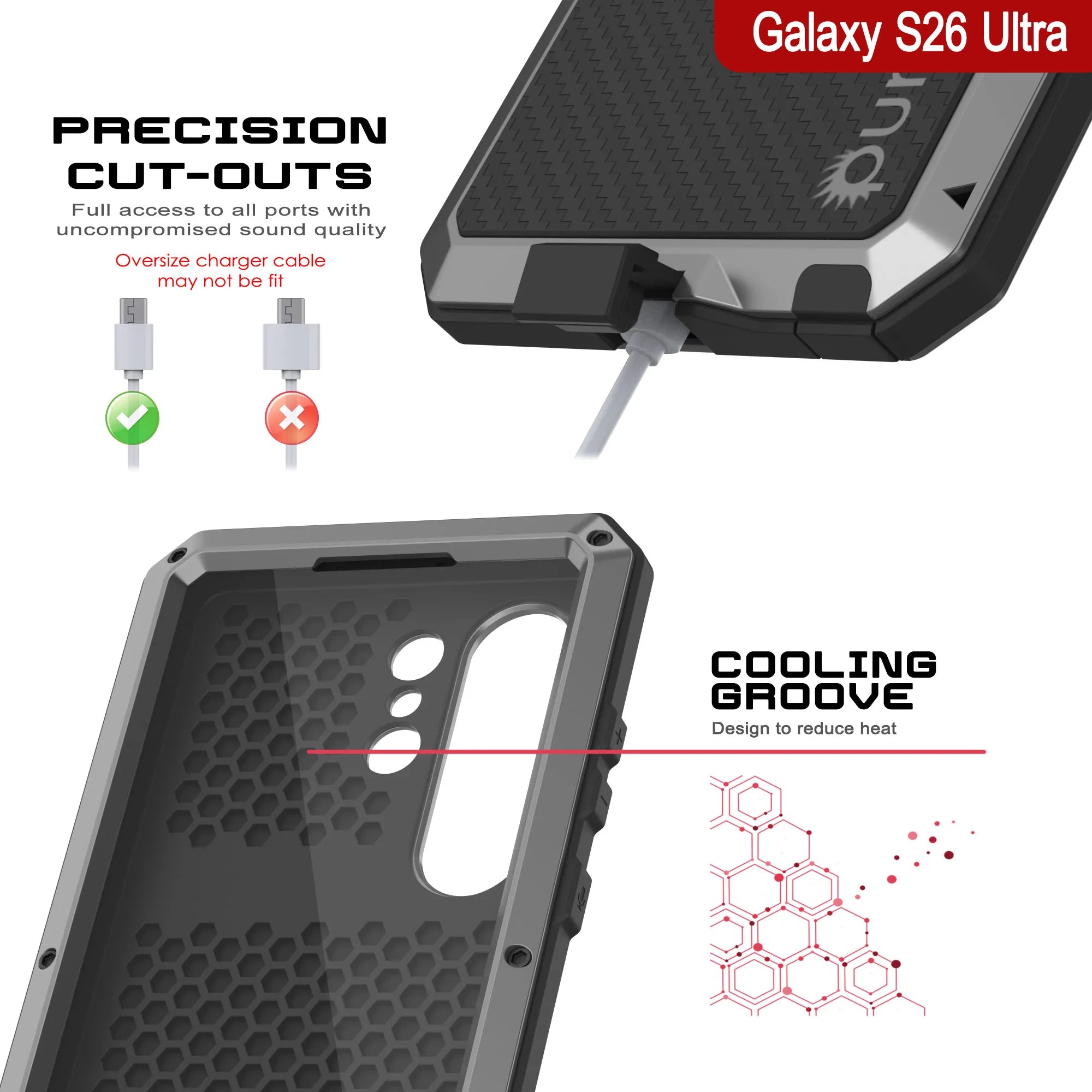 Galaxy S26 Ultra Metal Case, Heavy Duty Military Grade Armor Cover [shock proof] Full Body Hard [Silver]