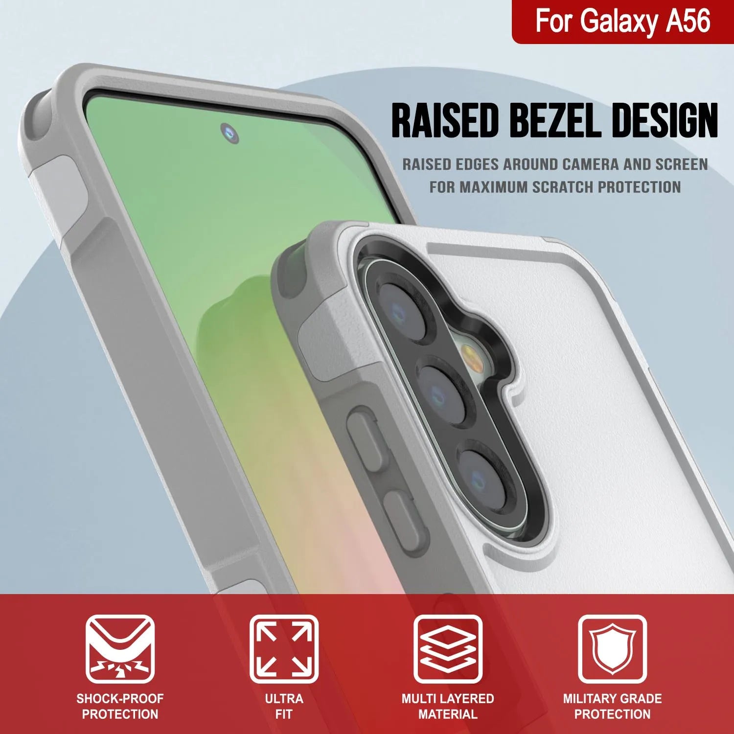 PunkCase Galaxy A56 Case, [Spartan 2.0 Series] Clear Rugged Heavy Duty Cover [White]