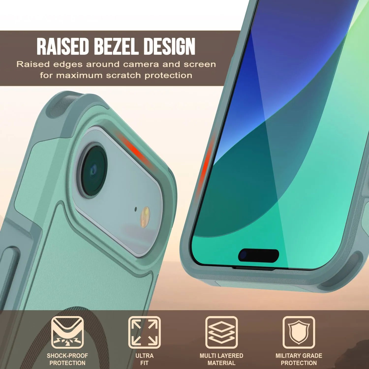 PunkCase iPhone 17 Air Case, [Spartan 2.0 Series] Clear Rugged Heavy Duty Cover W/Built in Screen Protector [teal]