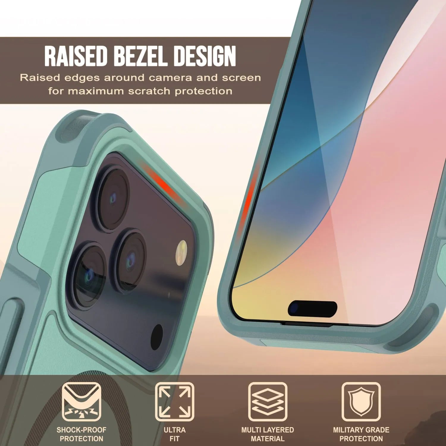 PunkCase iPhone 17 Pro Case, [Spartan 2.0 Series] Clear Rugged Heavy Duty Cover W/Built in Screen Protector [teal]