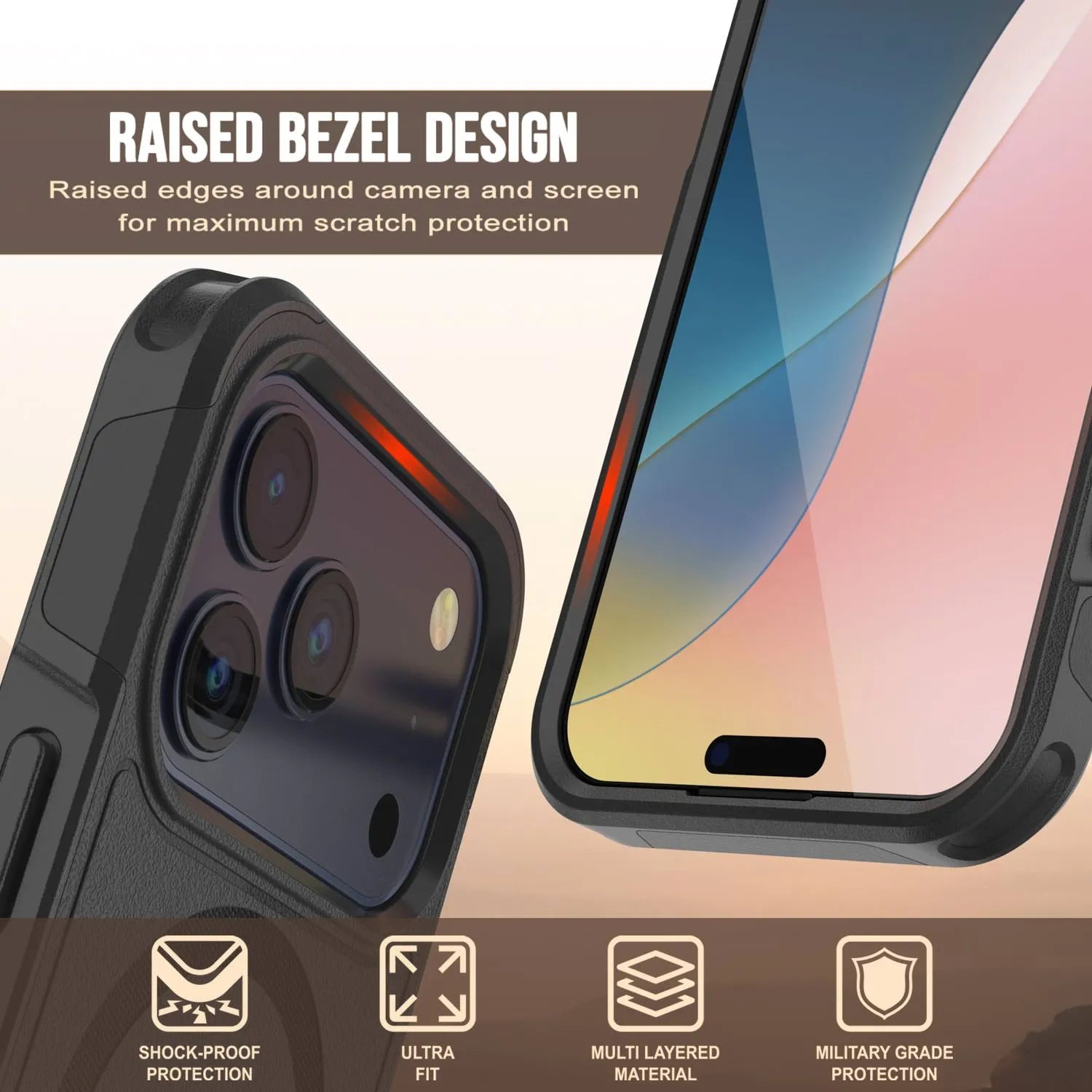 PunkCase iPhone 17 Pro Case, [Spartan 2.0 Series] Clear Rugged Heavy Duty Cover W/Built in Screen Protector [Black]