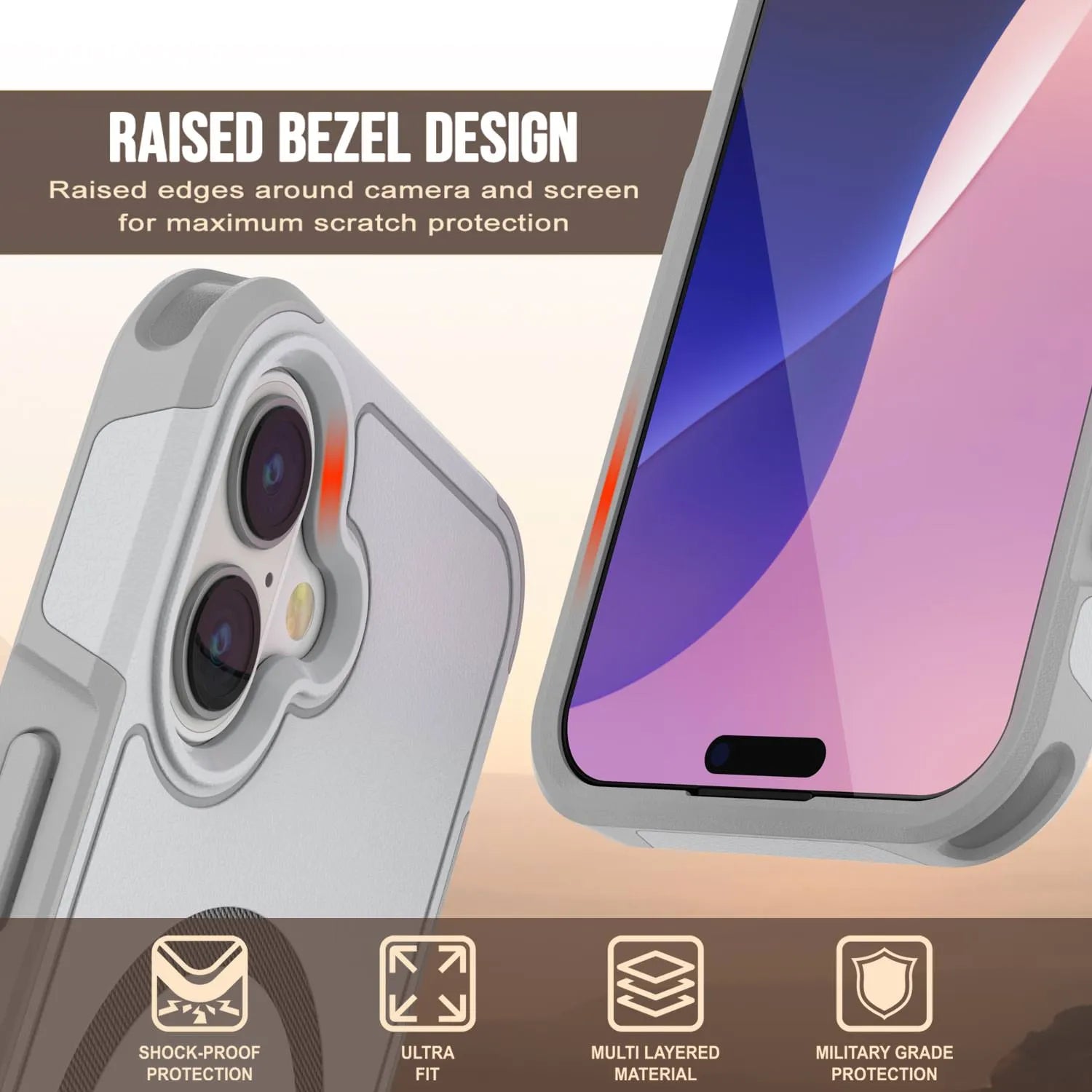 PunkCase iPhone 17 Case, [Spartan 2.0 Series] Clear Rugged Heavy Duty Cover W/Built in Screen Protector [white]