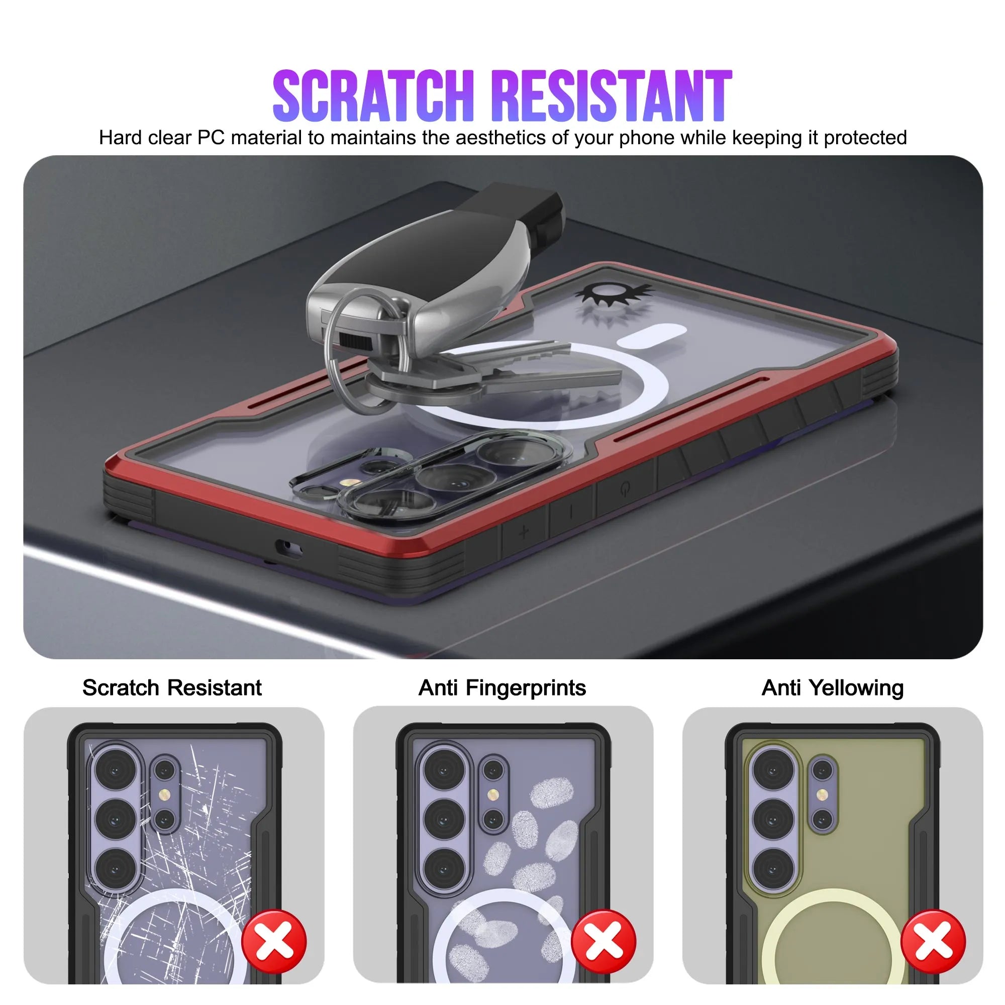 Punkcase S26 Ultra Armor Stealth Case Protective Military Grade Multilayer Cover [Red]