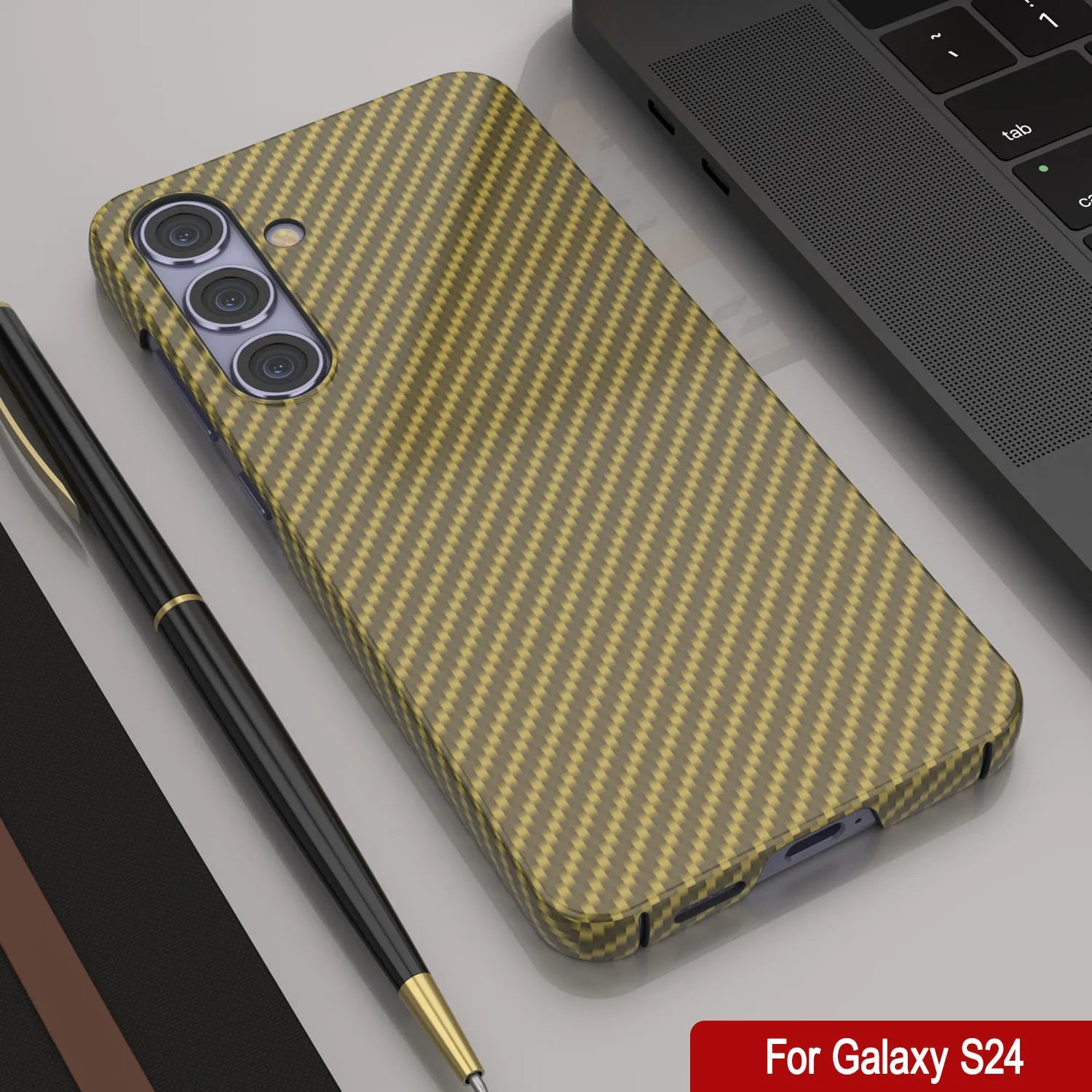 Galaxy S24 Case, Punkcase CarbonShield, Heavy Duty & Ultra Thin Cover [shockproof][non slip] [Yellow]