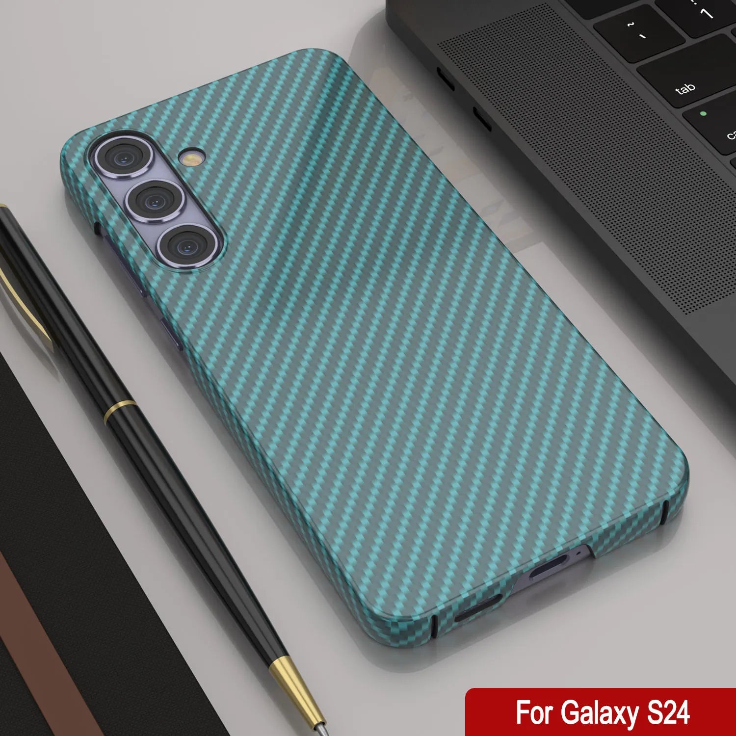 Galaxy S24 Case, Punkcase CarbonShield, Heavy Duty & Ultra Thin Cover [shockproof][non slip] [Teal]