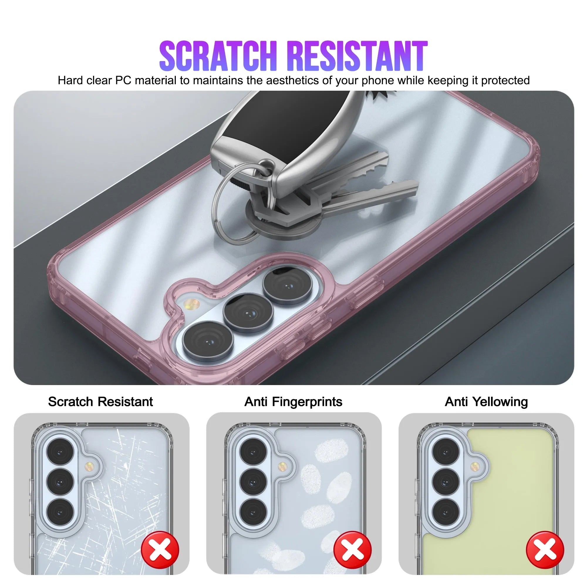 Galaxy S26 Plus Case [Clear Acrylic Series] [Non-Slip] For Galaxy S26 Plus [Red]