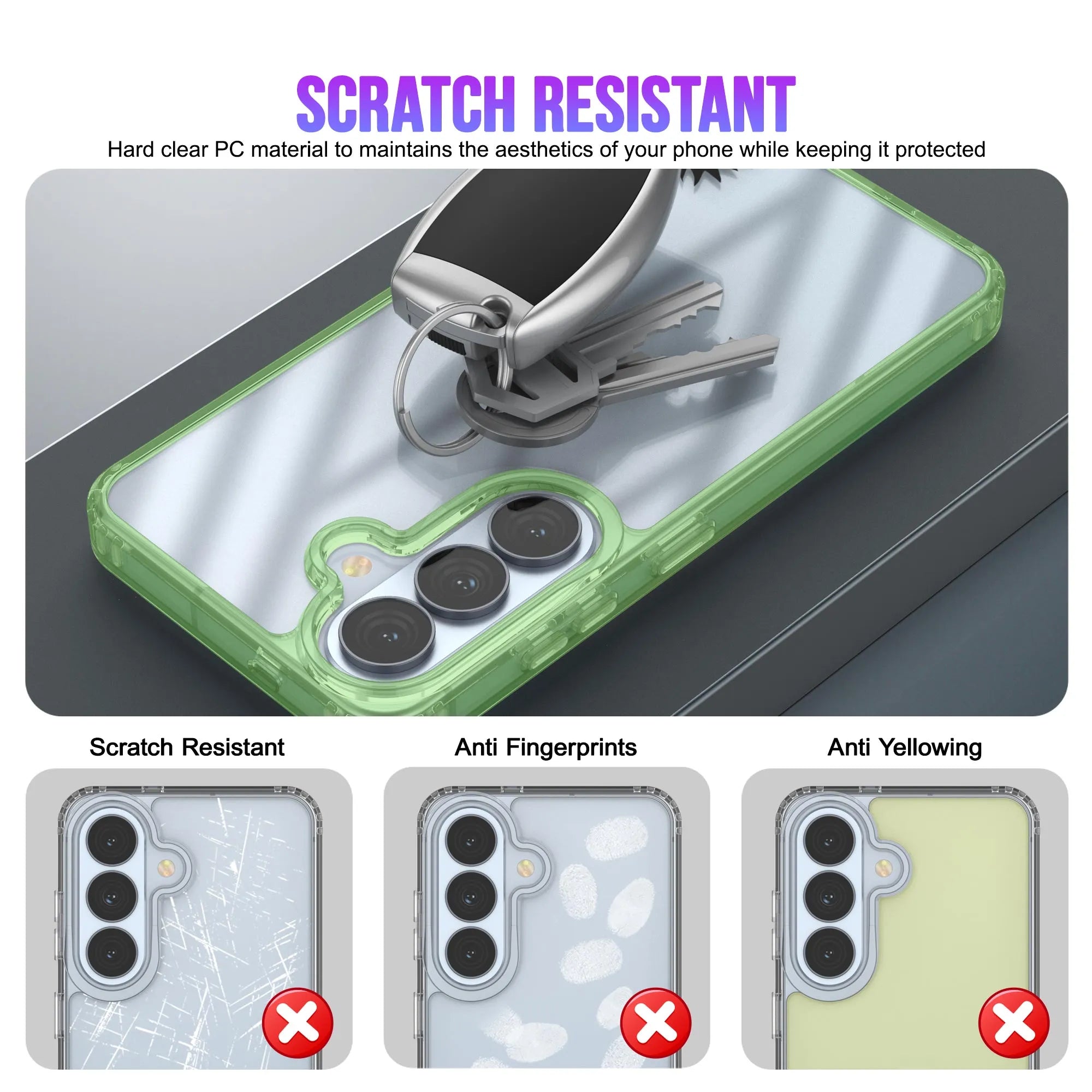 Galaxy S26 Plus Case [Clear Acrylic Series] [Non-Slip] For Galaxy S26 Plus [Green]