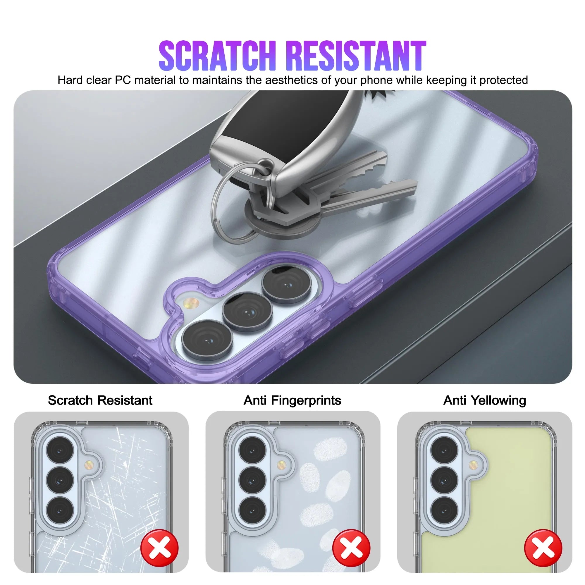 Galaxy S26 Case [Clear Acrylic Series] [Non-Slip] For Galaxy S26 [Purple]