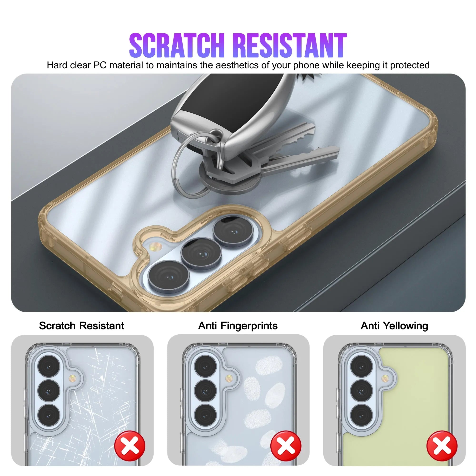 Galaxy S26 Case [Clear Acrylic Series] [Non-Slip] For Galaxy S26 [Yellow]