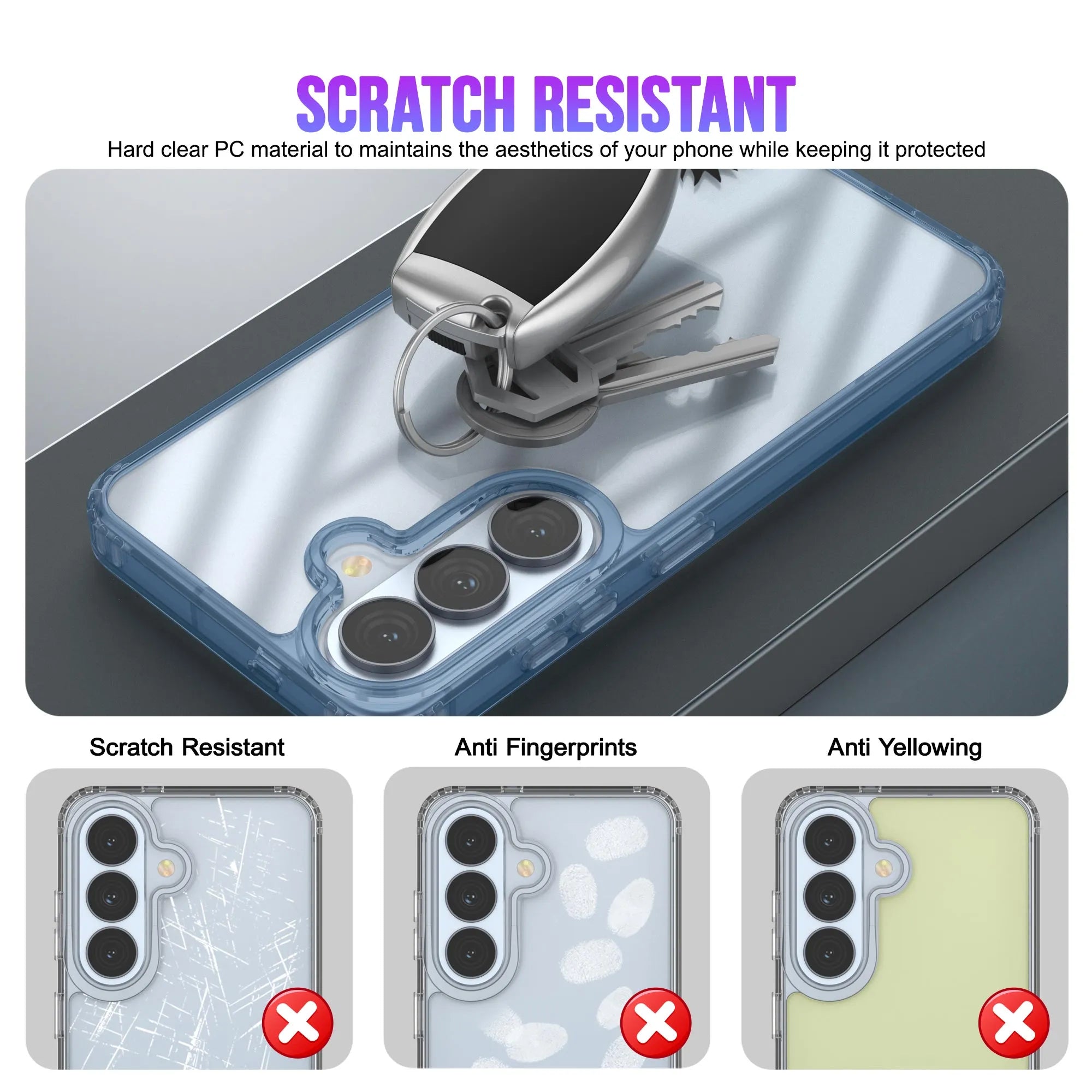 Galaxy S26 Case [Clear Acrylic Series] [Non-Slip] For Galaxy S26 [Blue]