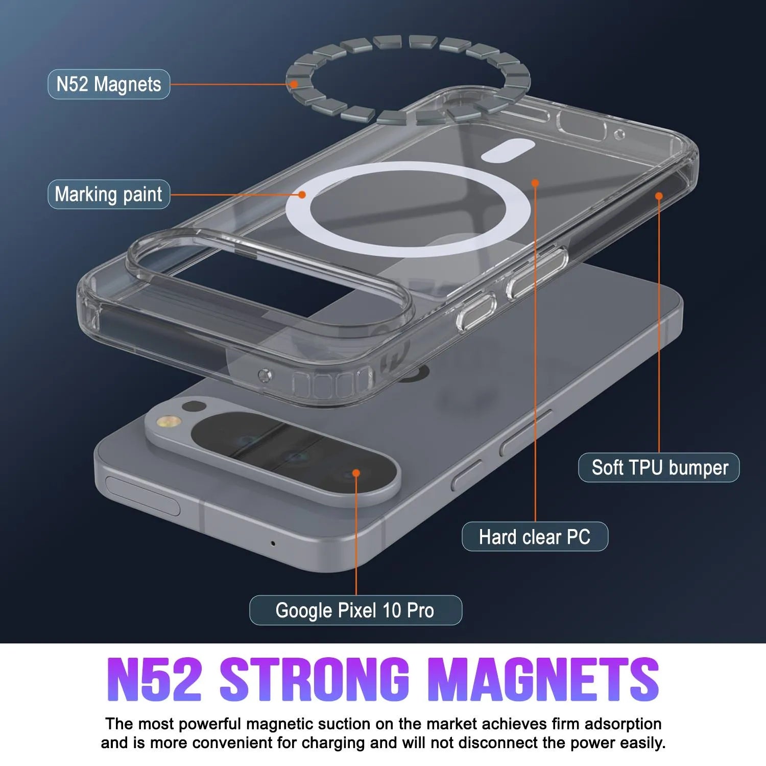 Pixel 10 Pro Magnetic Wireless Charging Case [ClearMag Series]