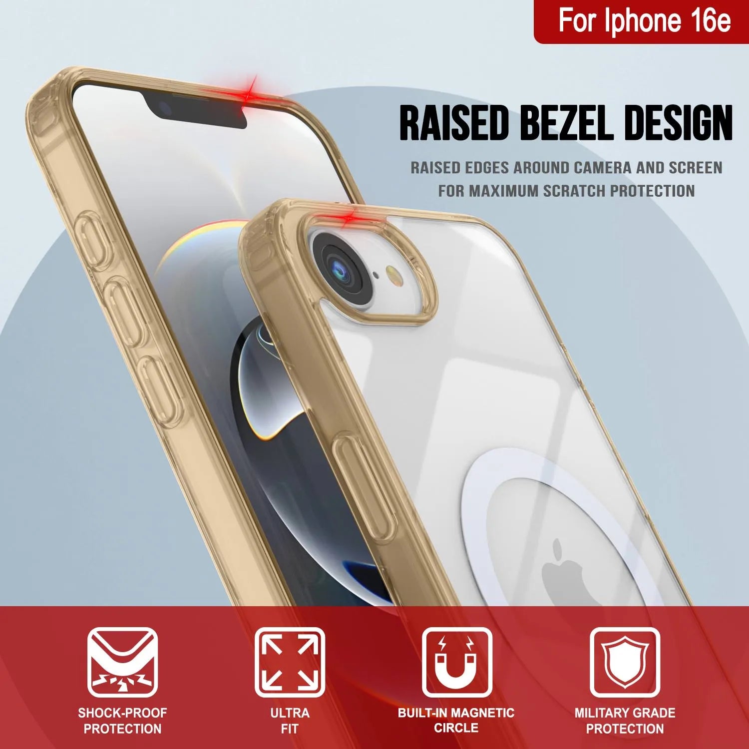 Punkcase iPhone 16e Magnetic Wireless Charging Case [ClearMag Series][Gold]