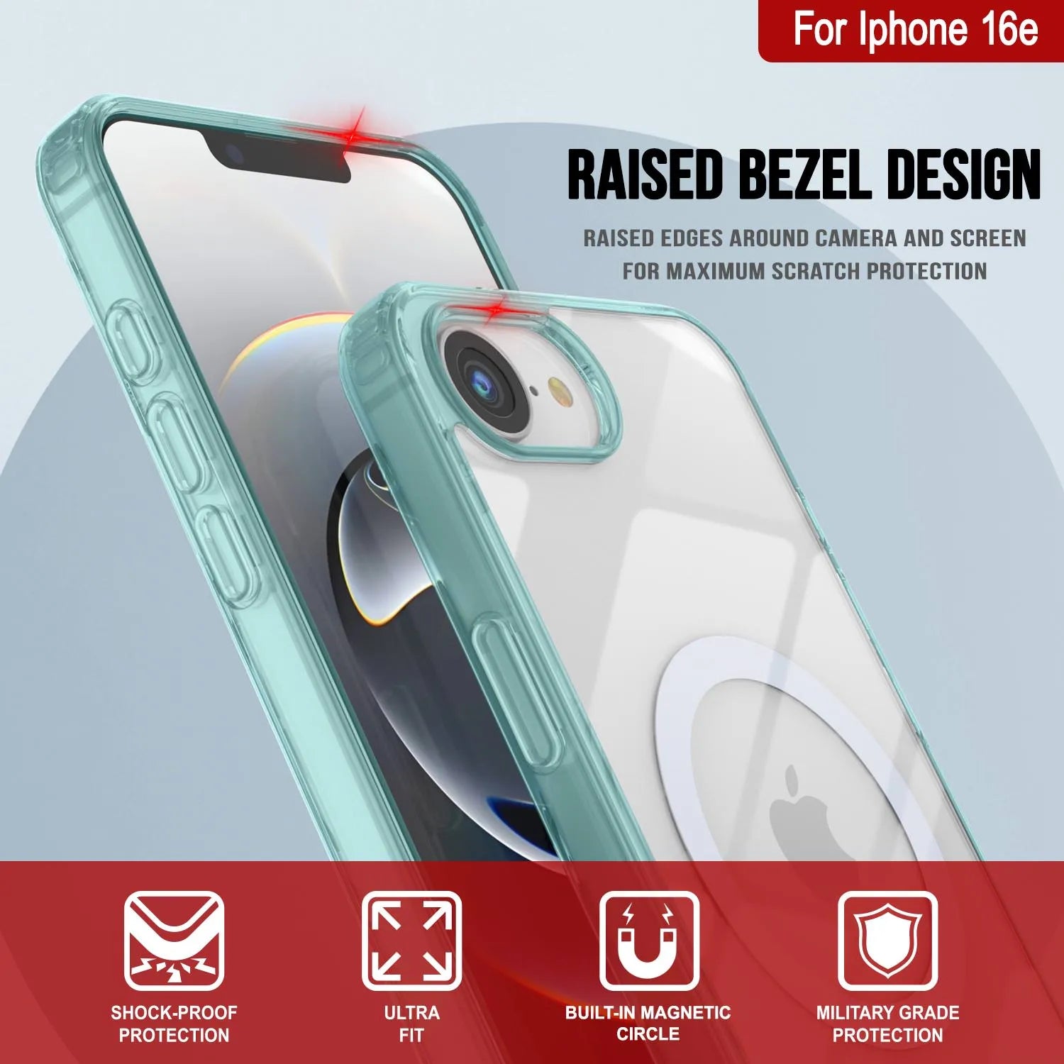 Punkcase iPhone 16e Magnetic Wireless Charging Case [ClearMag Series][Teal]