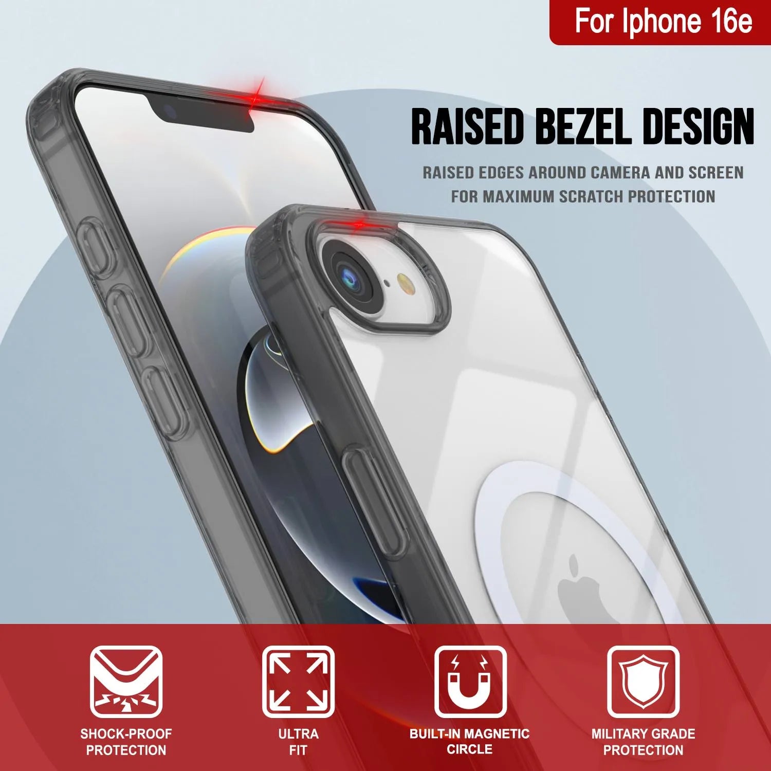 Punkcase iPhone 16e Magnetic Wireless Charging Case [ClearMag Series][Black]