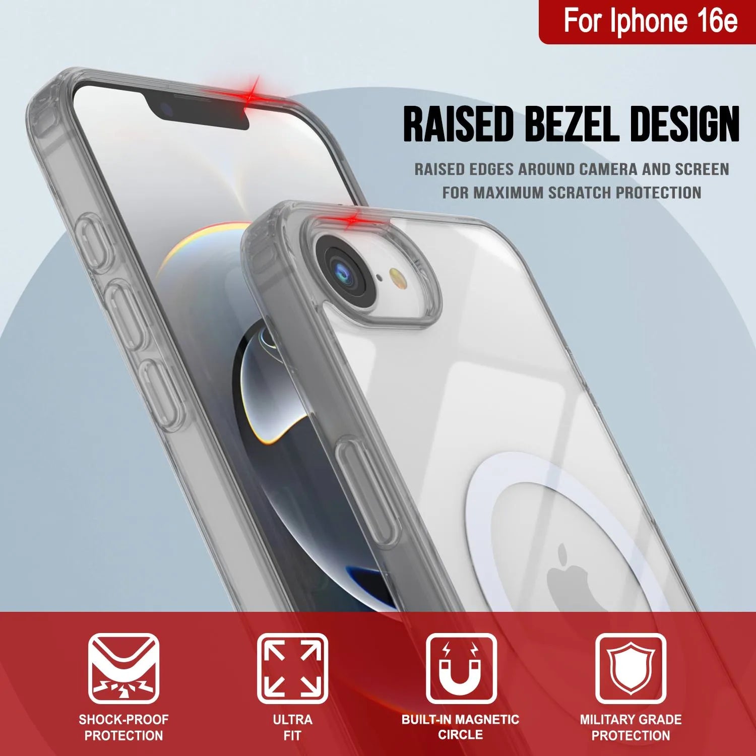 Punkcase iPhone 16e Magnetic Wireless Charging Case [ClearMag Series][Silver]