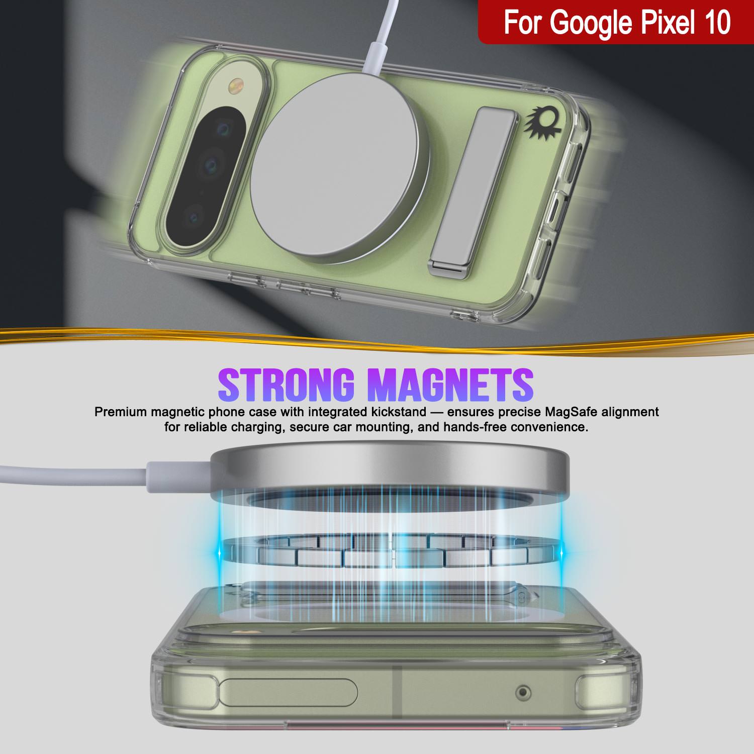 PunkCase for Google Pixel 10 [Crystal Kickstand Series] Magnetic Clear Case w/Kickstand