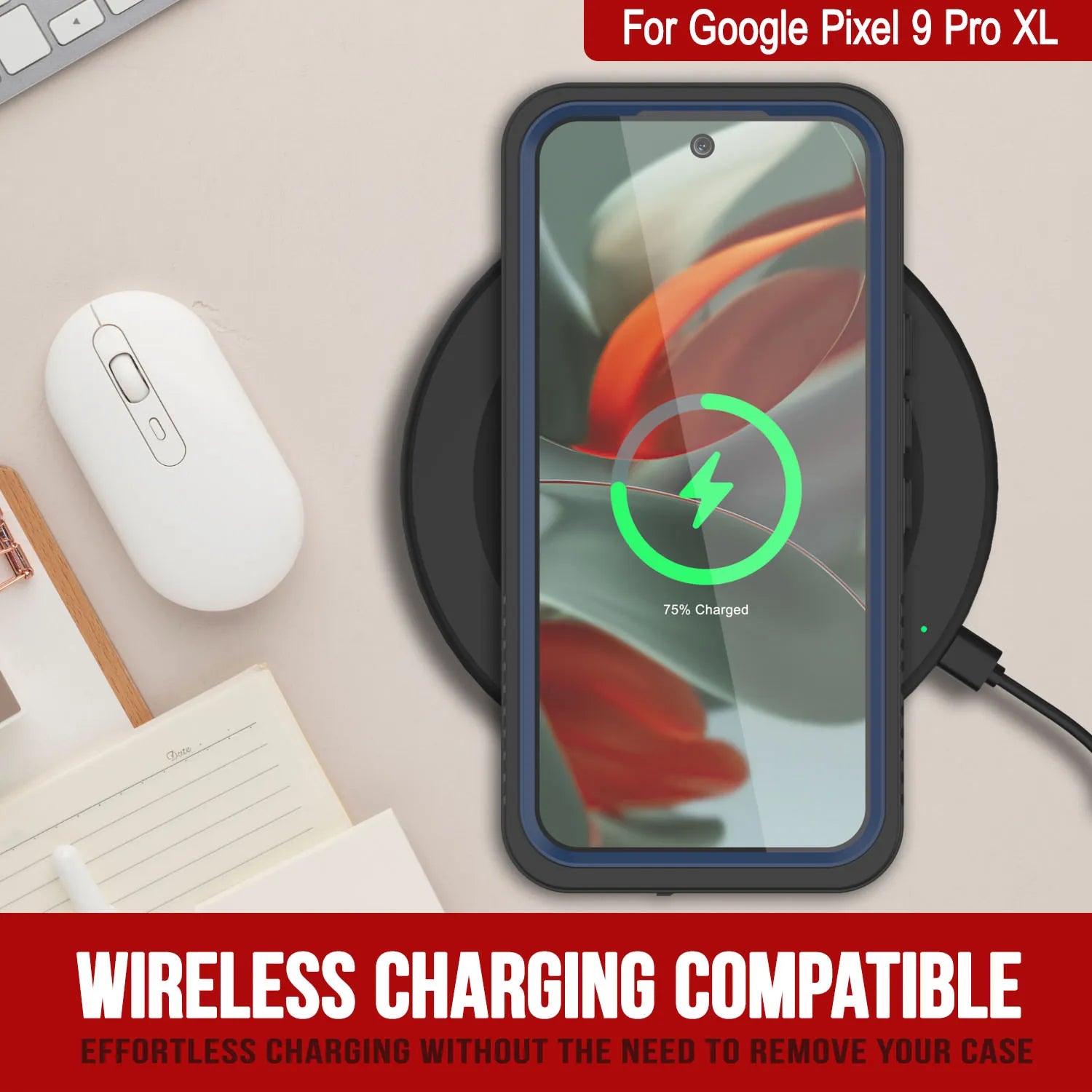 Google Pixel 9 Pro XL Waterproof Case, Punkcase [Extreme Series] Armor Cover W/ Built In Screen Protector [Navy Blue]