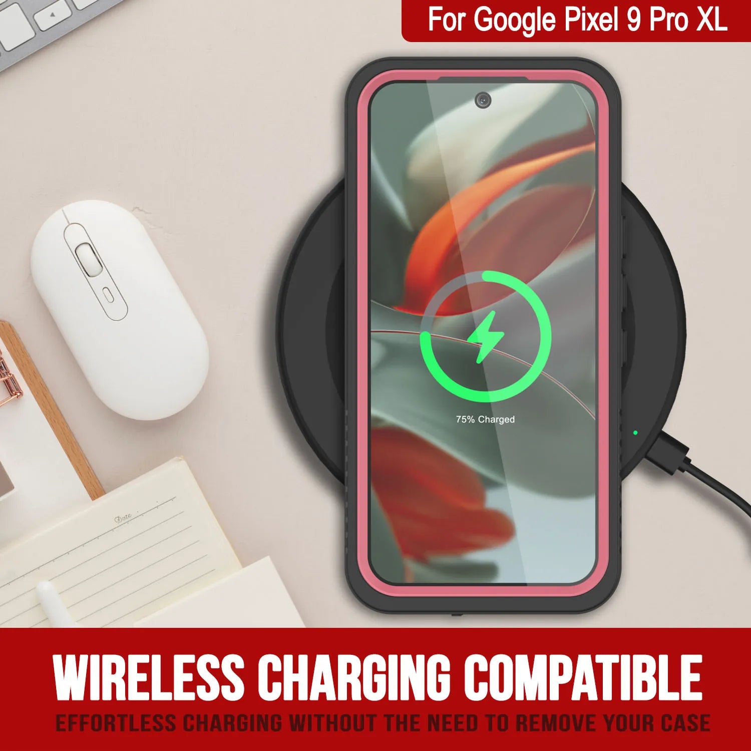 Google Pixel 9 Pro XL Waterproof Case, Punkcase [Extreme Series] Armor Cover W/ Built In Screen Protector [Pink]