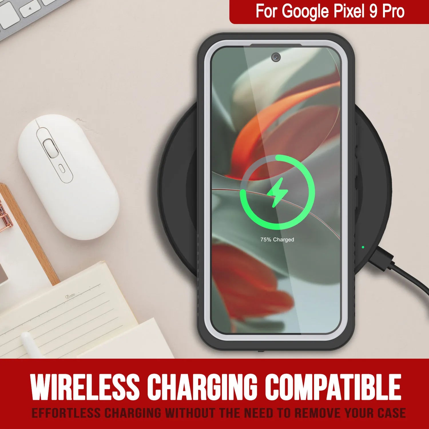 Google Pixel 9 Pro Waterproof Case, Punkcase [Extreme Series] Armor Cover W/ Built In Screen Protector [White]