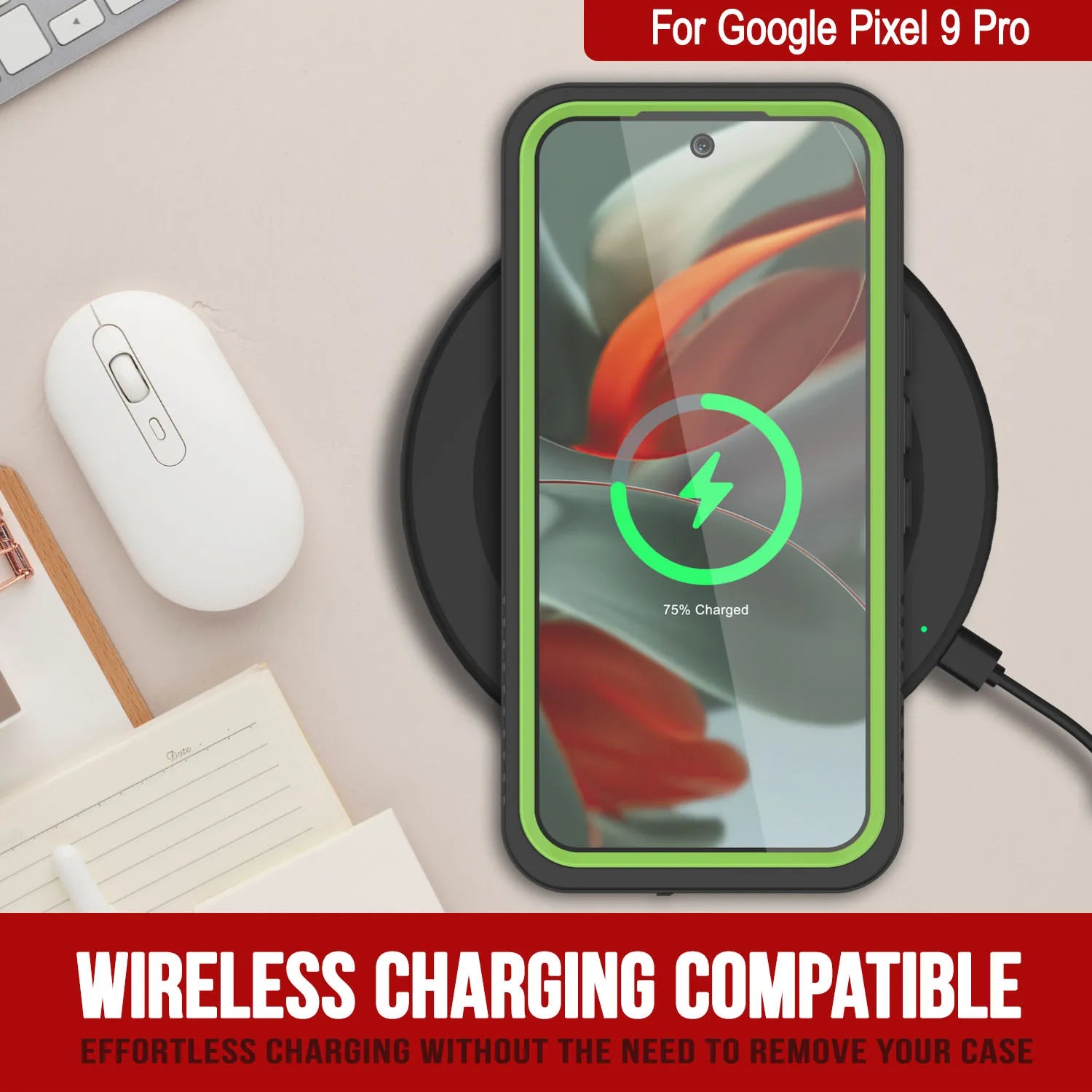 Google Pixel 9 Pro Waterproof Case, Punkcase [Extreme Series] Armor Cover W/ Built In Screen Protector [Light Green]