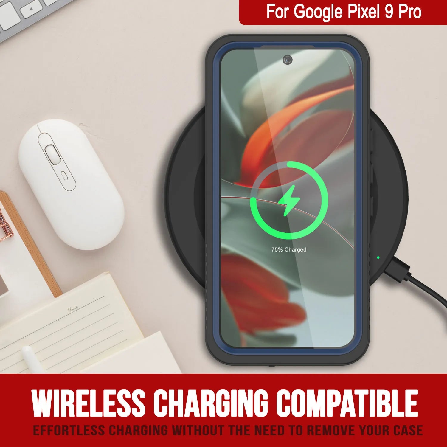 Google Pixel 9 Pro Waterproof Case, Punkcase [Extreme Series] Armor Cover W/ Built In Screen Protector [Navy Blue]