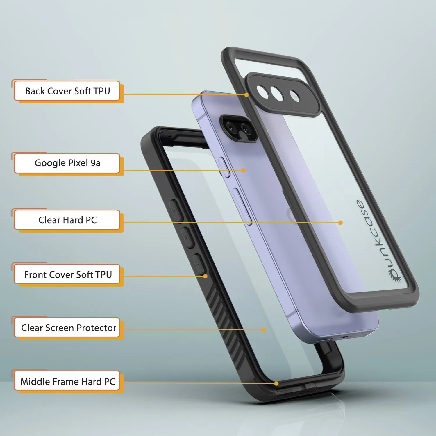 Google Pixel 9a Waterproof Case, Punkcase [Extreme Series] Armor Cover W/ Built In Screen Protector [Black]