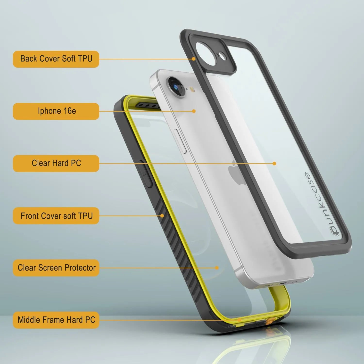 iPhone 16e Waterproof Case, Punkcase [Extreme Series] Armor Cover W/ Built In Screen Protector [Yellow]
