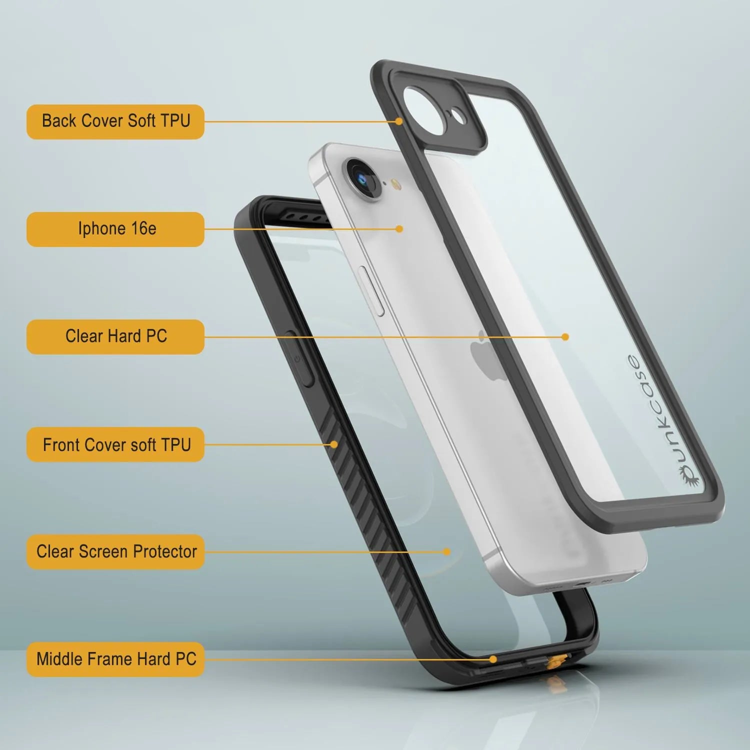 iPhone 16e Waterproof Case, Punkcase [Extreme Series] Armor Cover W/ Built In Screen Protector [Black]