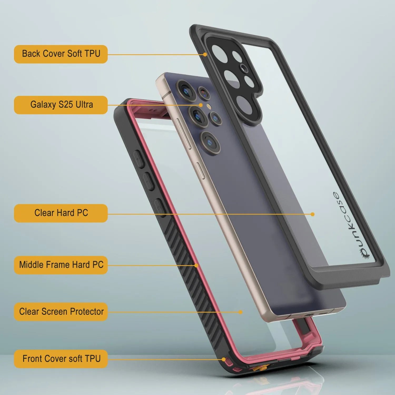 Galaxy S25 Ultra Water/ Shockproof [Extreme Series] With Screen Protector Case [Pink]