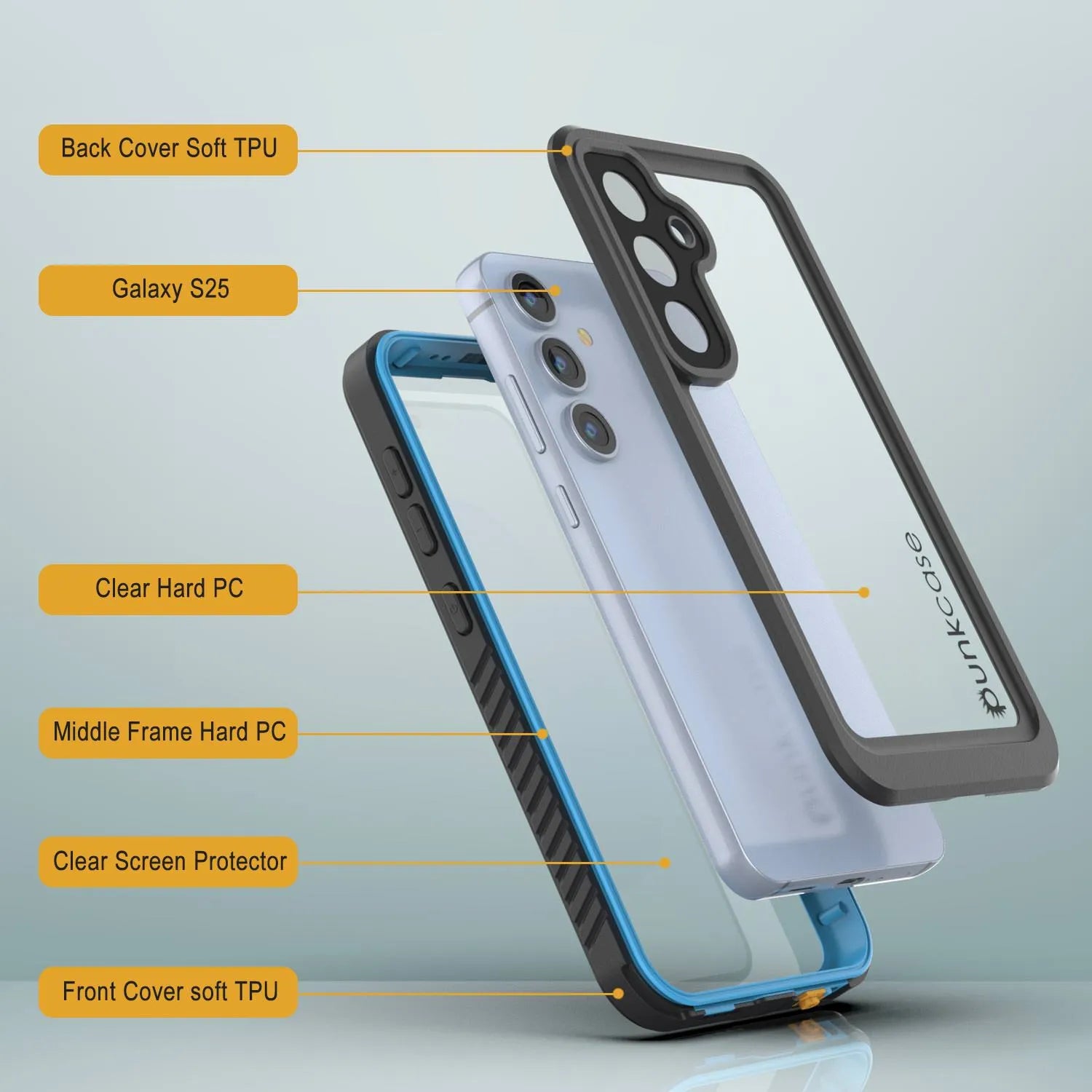 Galaxy S25 Water/ Shockproof [Extreme Series] With Screen Protector Case [Light Blue]