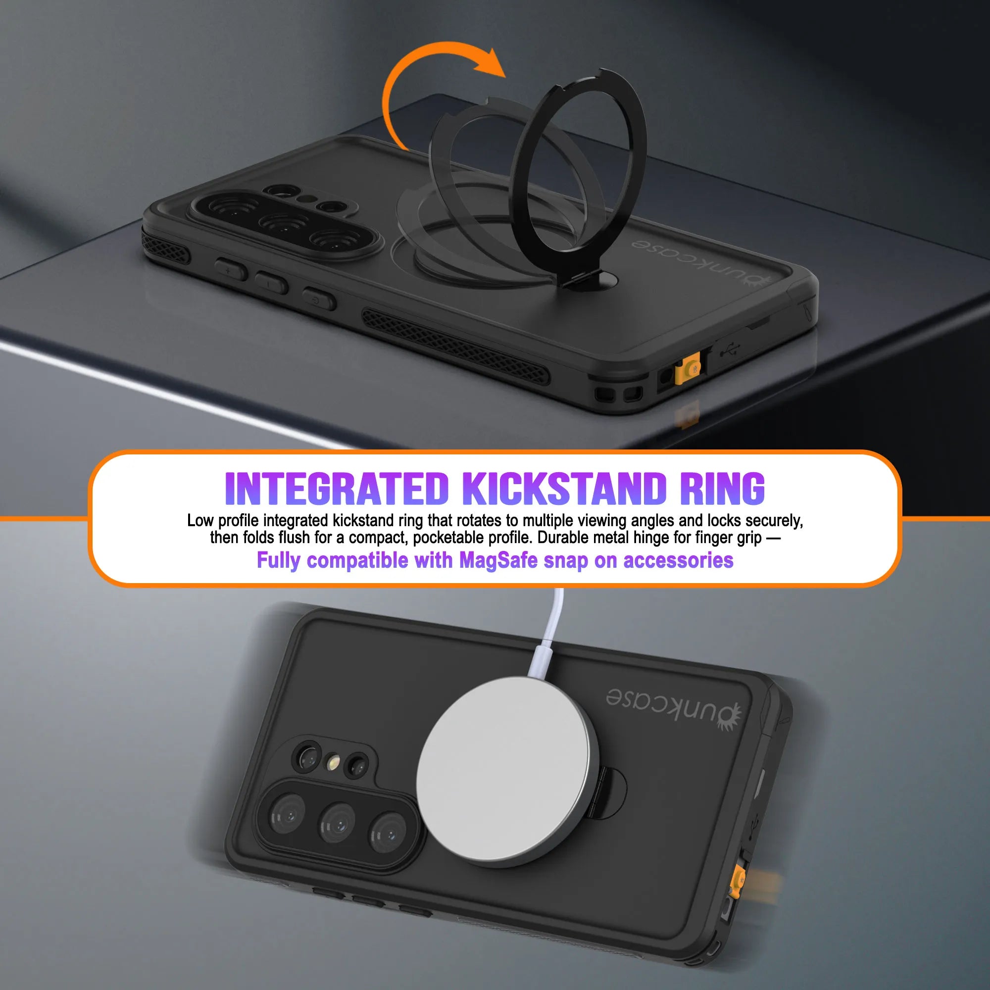 Galaxy S26 Ultra Waterproof Case [Kickstud 2.0 Series] Protective IP68 Cover W/Screen Protector & Kickstand [Black]