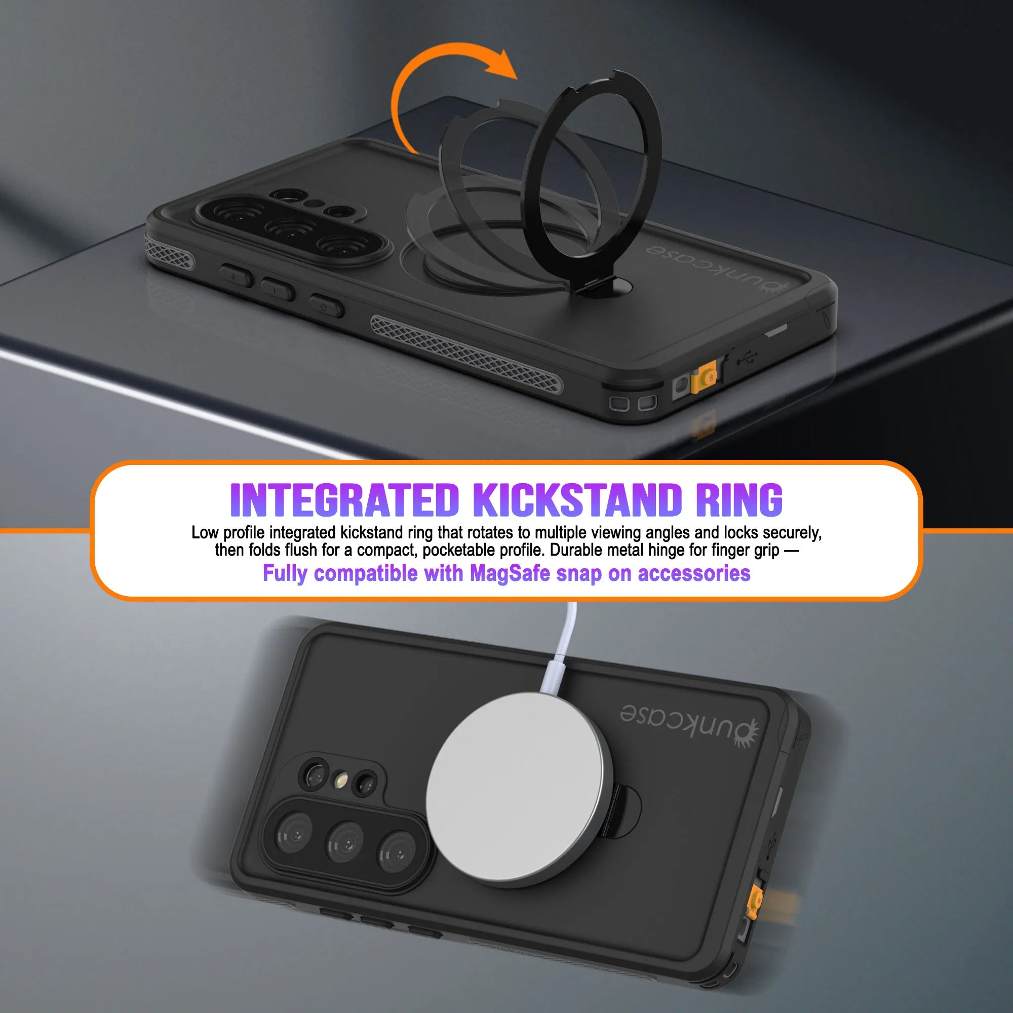 Galaxy S26 Ultra Waterproof Case [Kickstud 2.0 Series] Protective IP68 Cover W/Screen Protector & Kickstand [Grey]