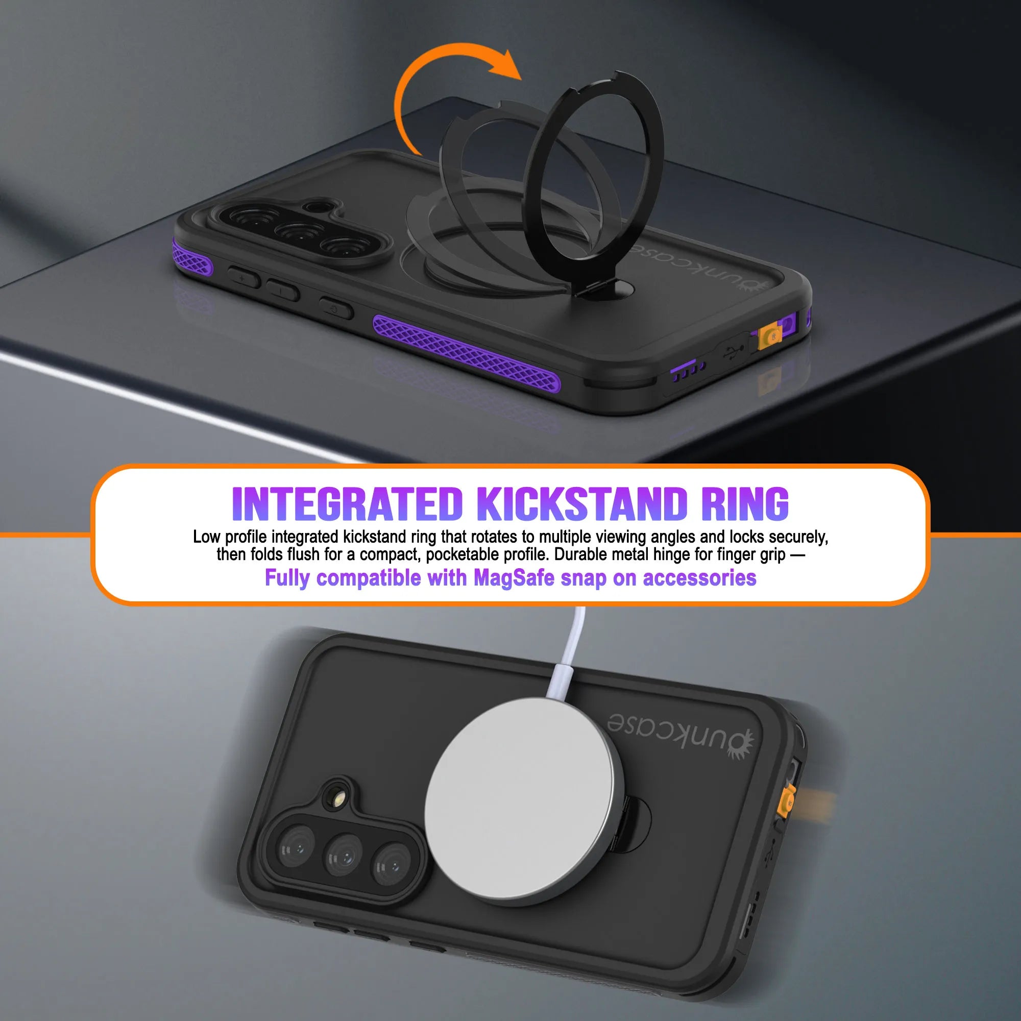 Galaxy S26 Waterproof Case [Kickstud 2.0 Series] Protective IP68 Cover W/Screen Protector & Kickstand [Purple]