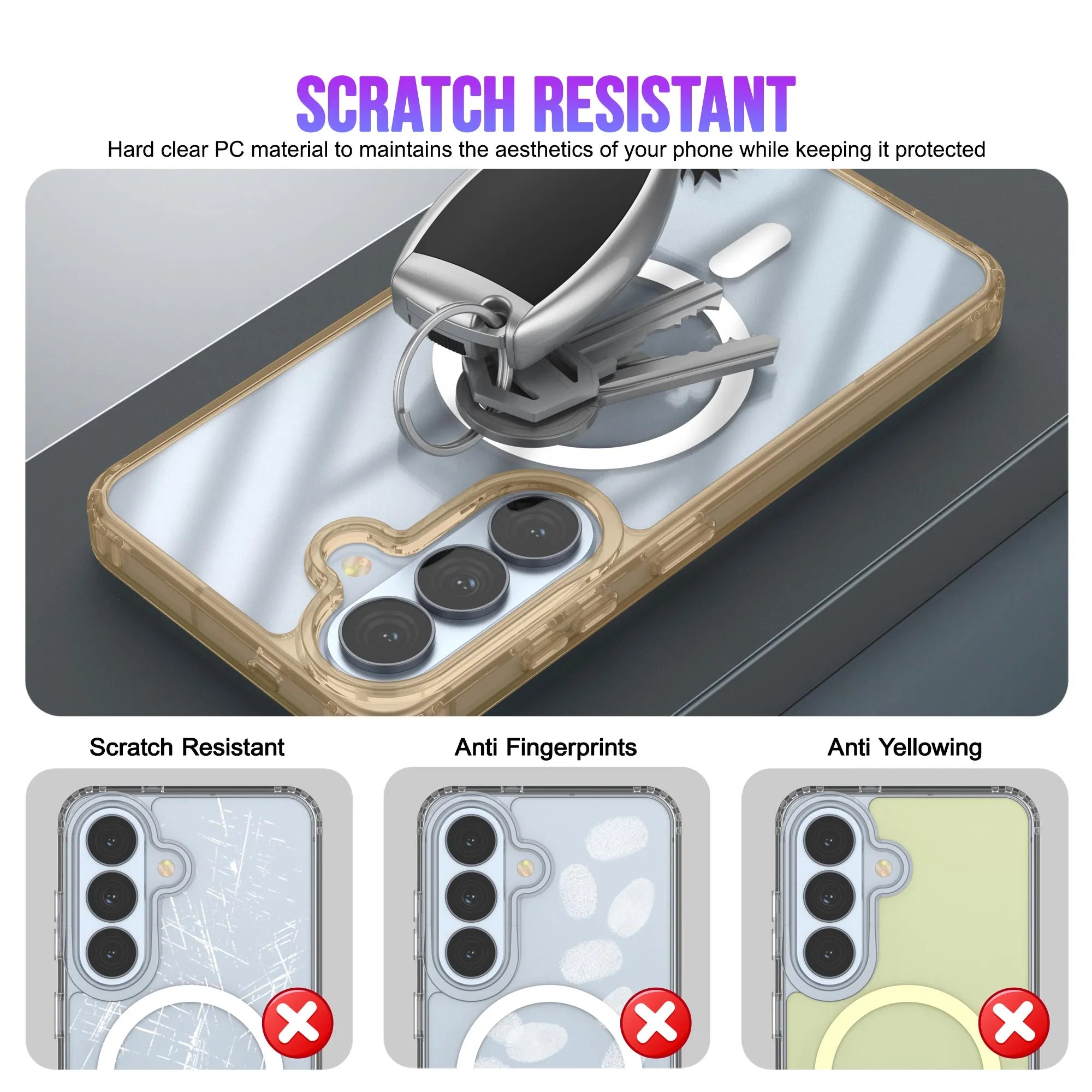 Galaxy S26 Plus Magnetic Wireless Charging Case [Clear Acrylic Series] [Non-Slip] For Galaxy S26 Plus [Rose]