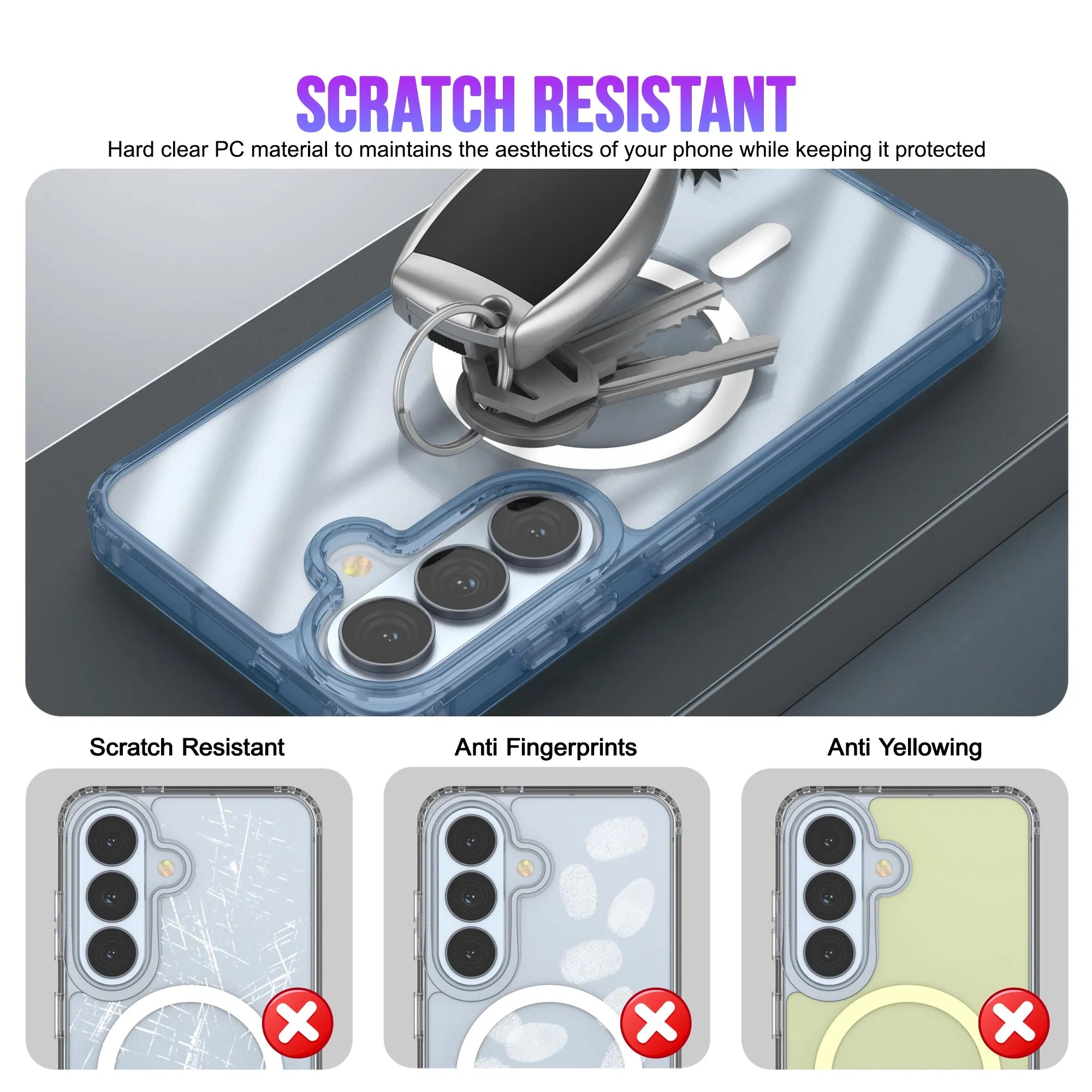 Galaxy S26 Plus Magnetic Wireless Charging Case [Clear Acrylic Series] [Non-Slip] For Galaxy S26 Plus [Navy]
