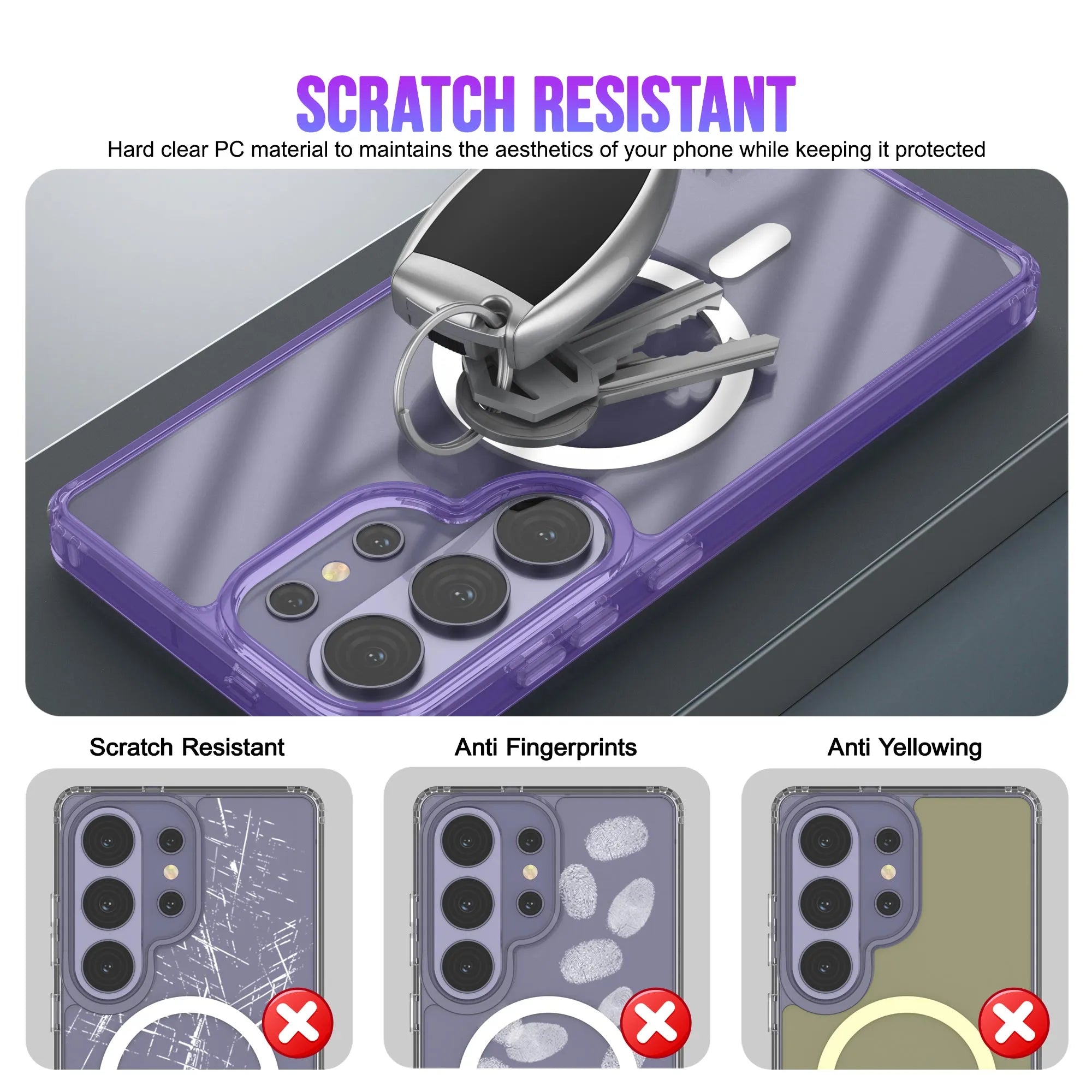 Galaxy S26 Ultra Magnetic Wireless Charging Case [Clear Acrylic Series] [Non-Slip] For Galaxy S26 Ultra [Purple]
