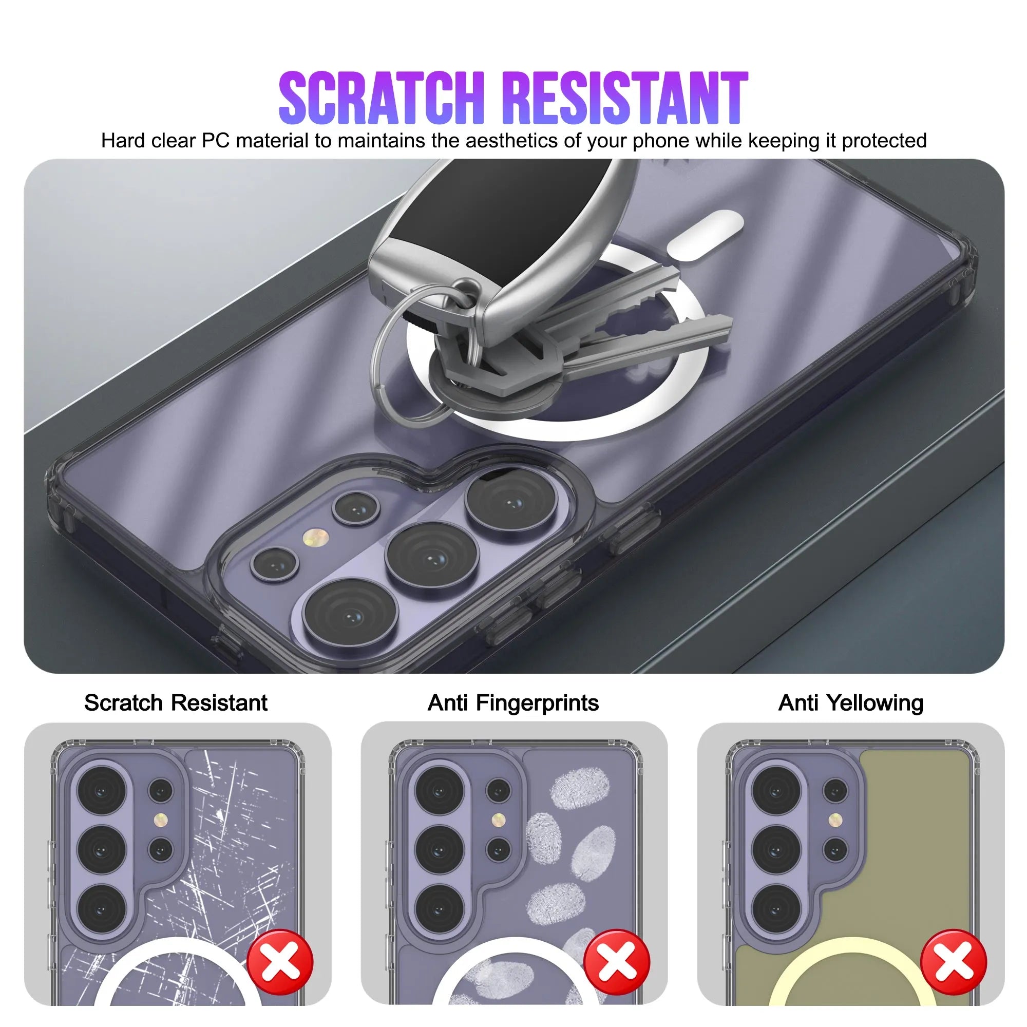Galaxy S26 Ultra Magnetic Wireless Charging Case [Clear Acrylic Series] [Non-Slip] For Galaxy S26 Ultra [Transparent Black]