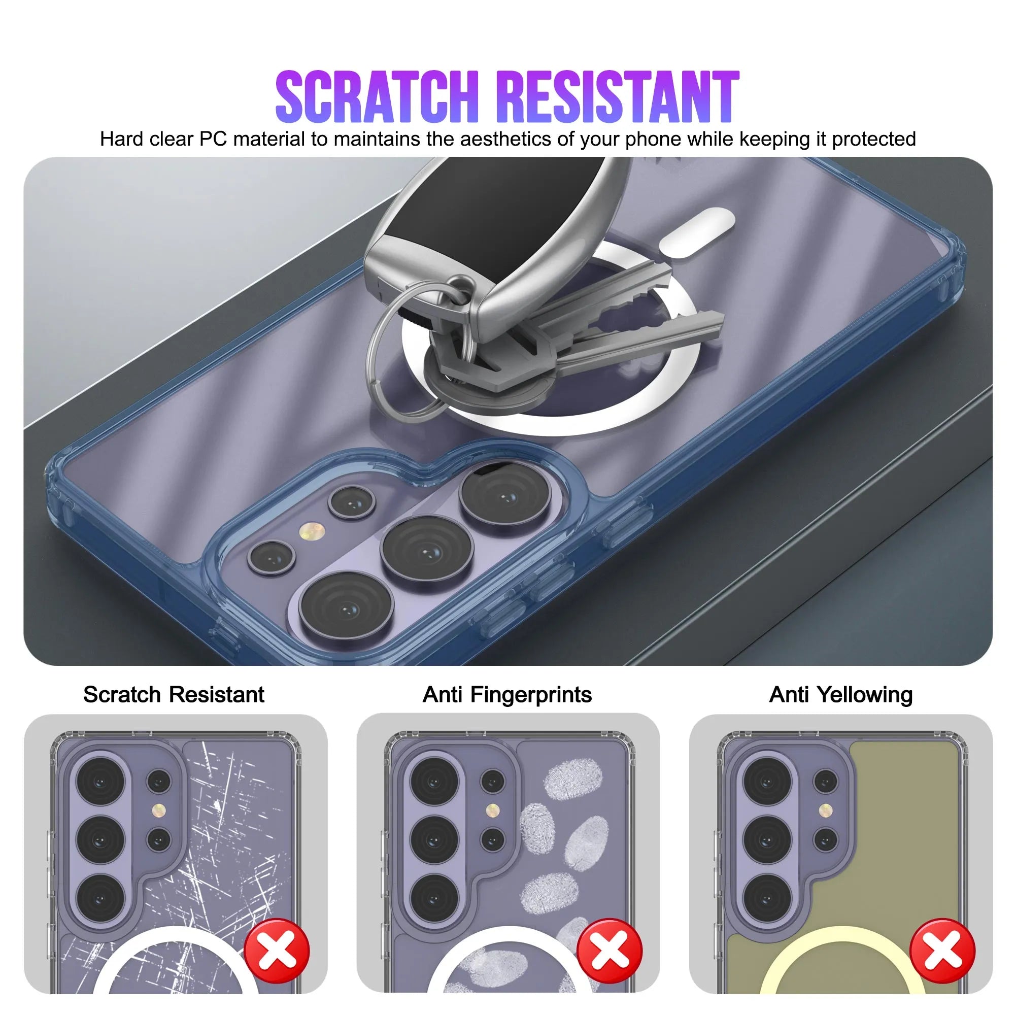 Galaxy S26 Ultra Magnetic Wireless Charging Case [Clear Acrylic Series] [Non-Slip] For Galaxy S26 Ultra [Navy]