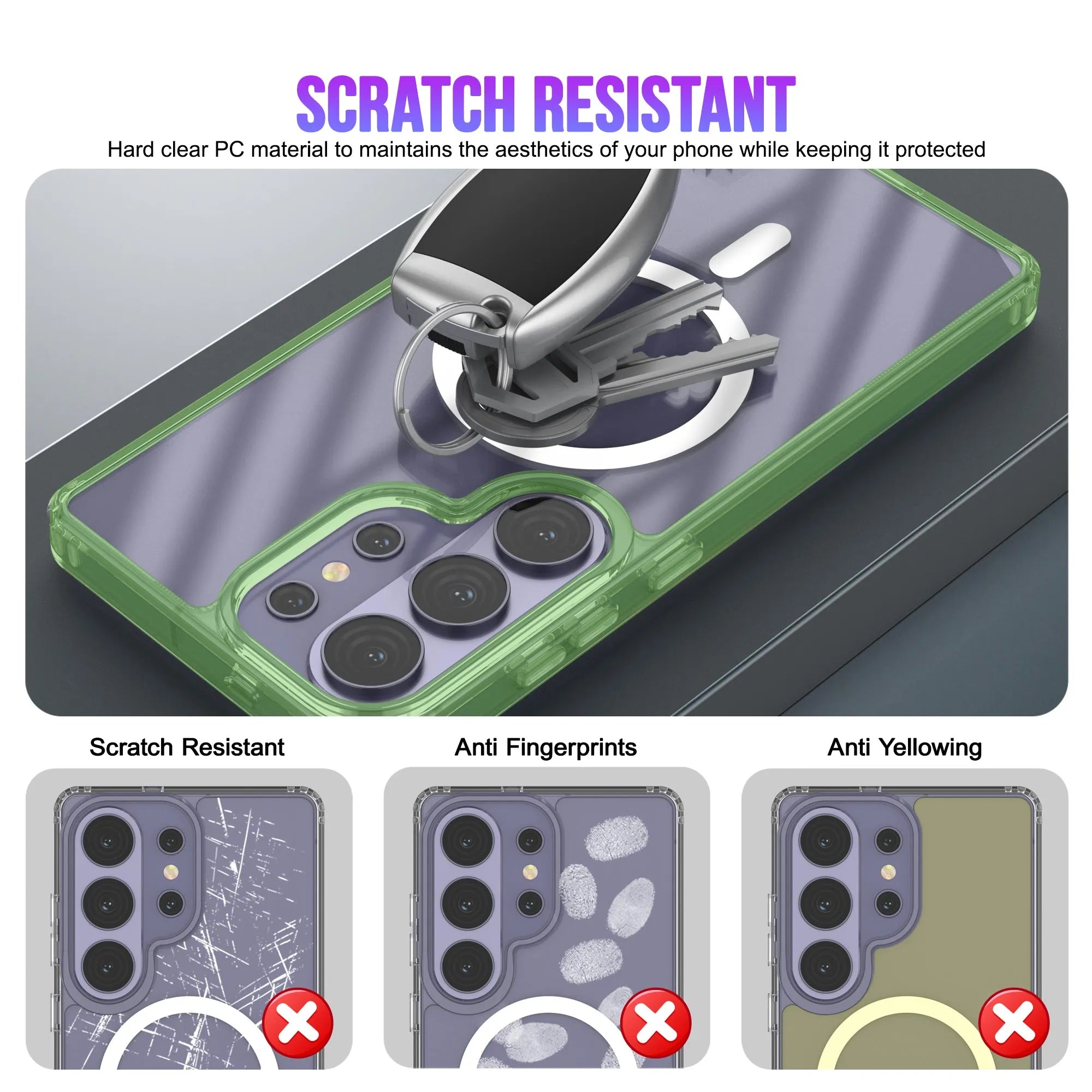 Galaxy S26 Ultra Magnetic Wireless Charging Case [Clear Acrylic Series] [Non-Slip] For Galaxy S26 Ultra [Green]