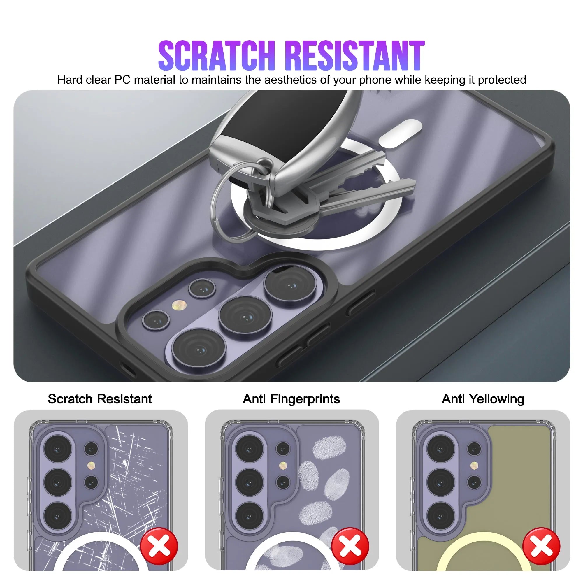 Galaxy S26 Ultra Magnetic Wireless Charging Case [Clear Acrylic Series] [Non-Slip] For Galaxy S26 Ultra [Black]