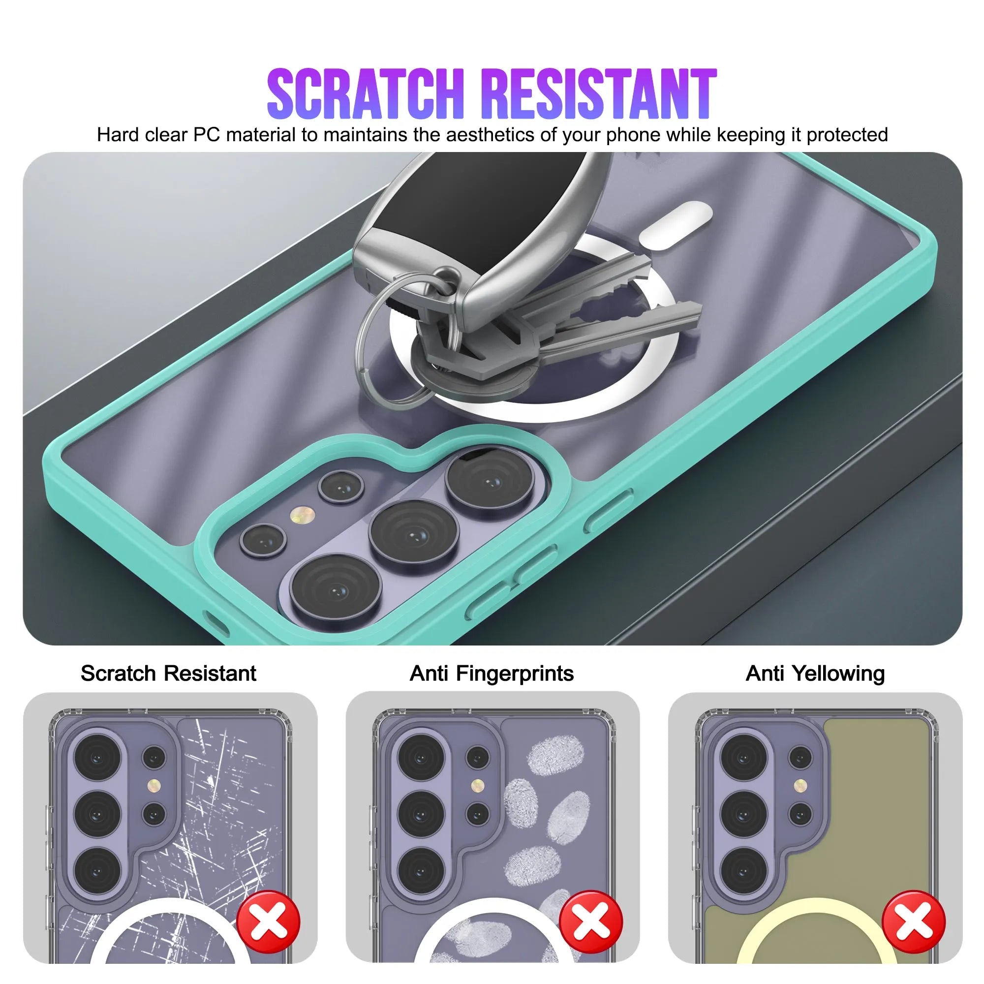Galaxy S26 Ultra Magnetic Wireless Charging Case [Clear Acrylic Series] [Non-Slip] For Galaxy S26 Ultra [Teal]