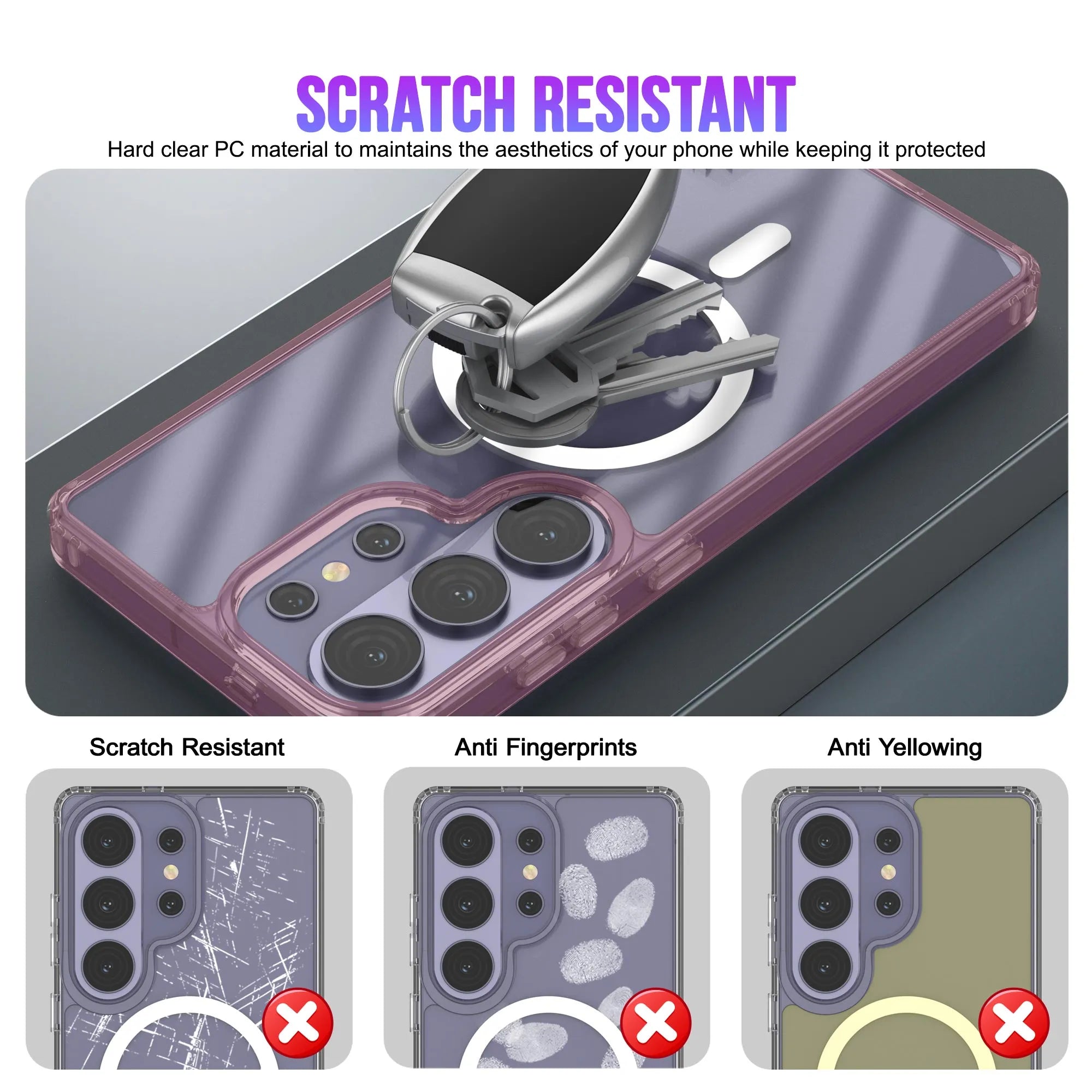 Galaxy S26 Ultra Magnetic Wireless Charging Case [Clear Acrylic Series] [Non-Slip] For Galaxy S26 Ultra [Red]