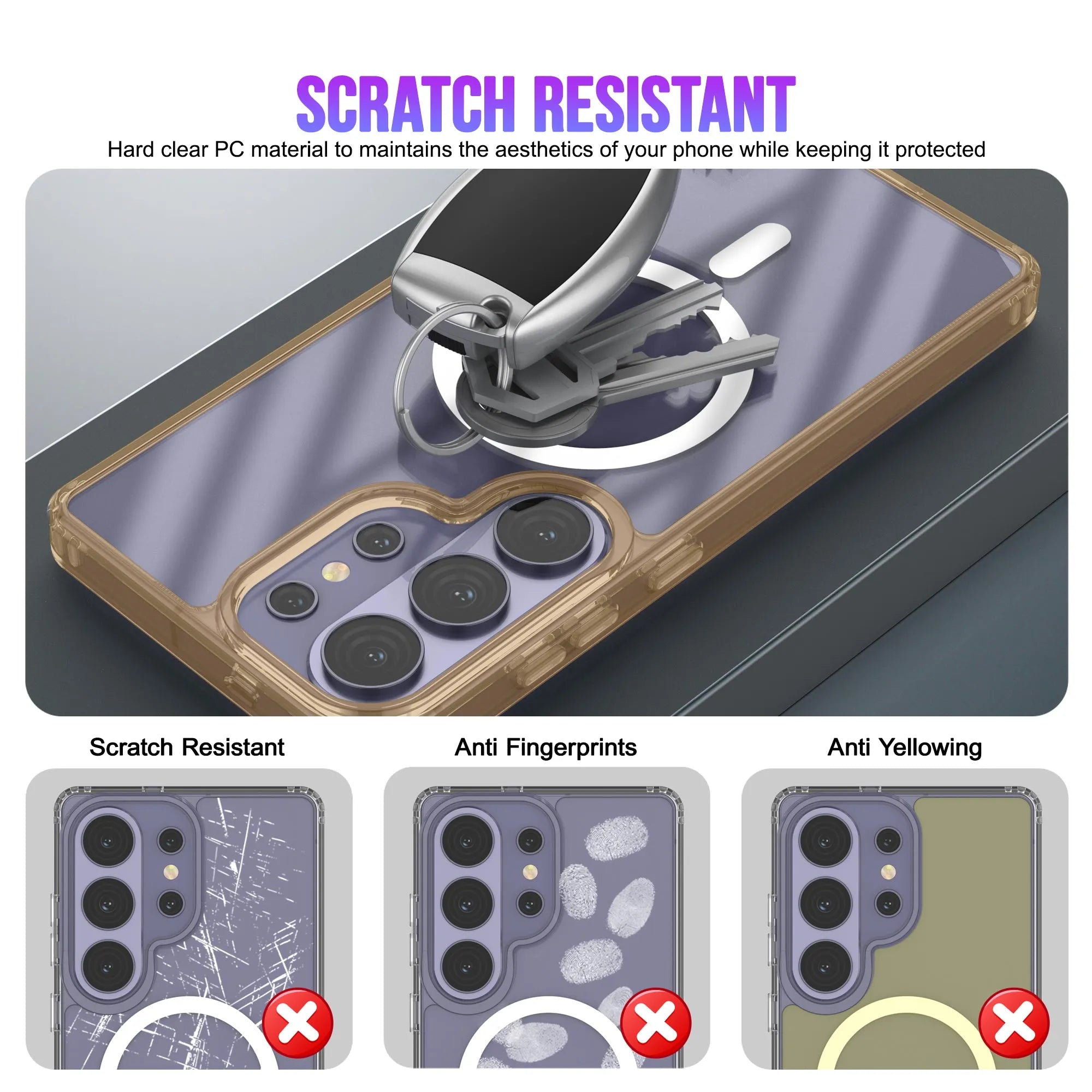 Galaxy S26 Ultra Magnetic Wireless Charging Case [Clear Acrylic Series] [Non-Slip] For Galaxy S26 Ultra [Rose]
