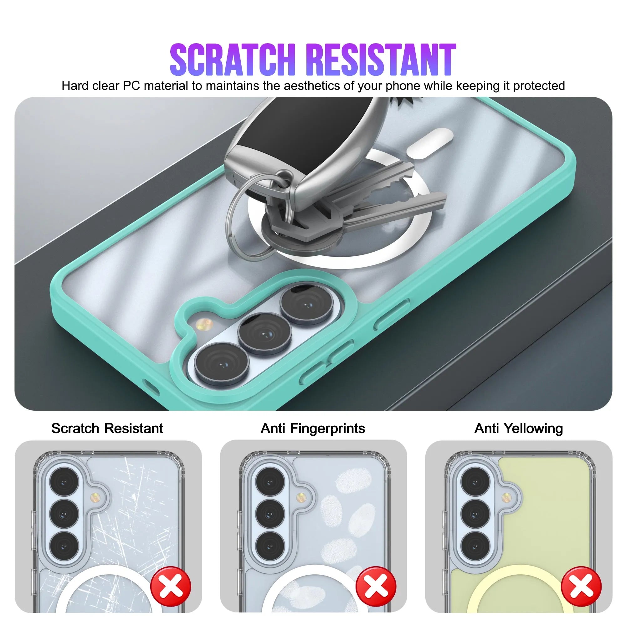 Galaxy S26 Magnetic Wireless Charging Case [Clear Acrylic Series] [Non-Slip] For Galaxy S26 [Teal]