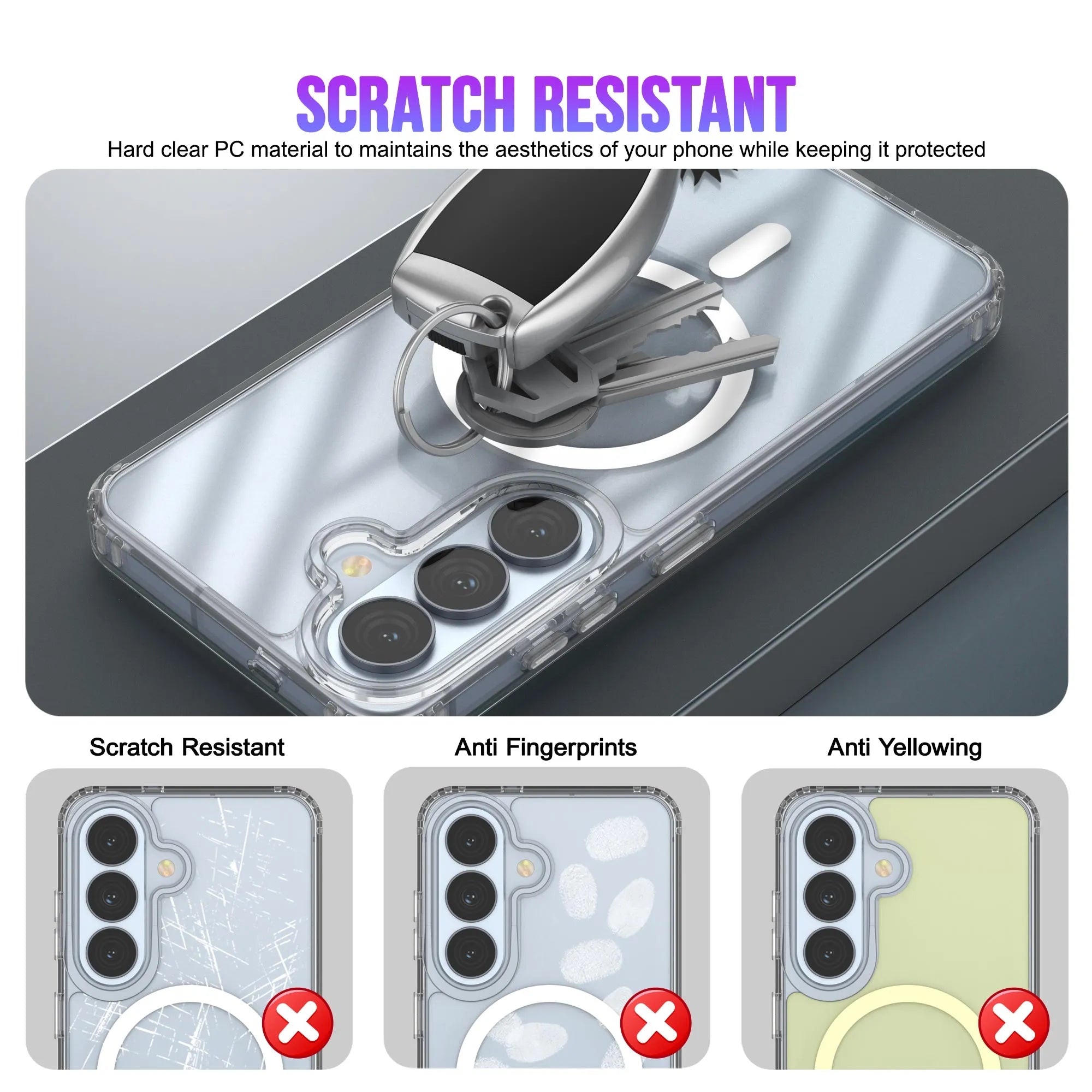 Galaxy S26 Magnetic Wireless Charging Case [Clear Acrylic Series] [Non-Slip] For Galaxy S26 [Clear]