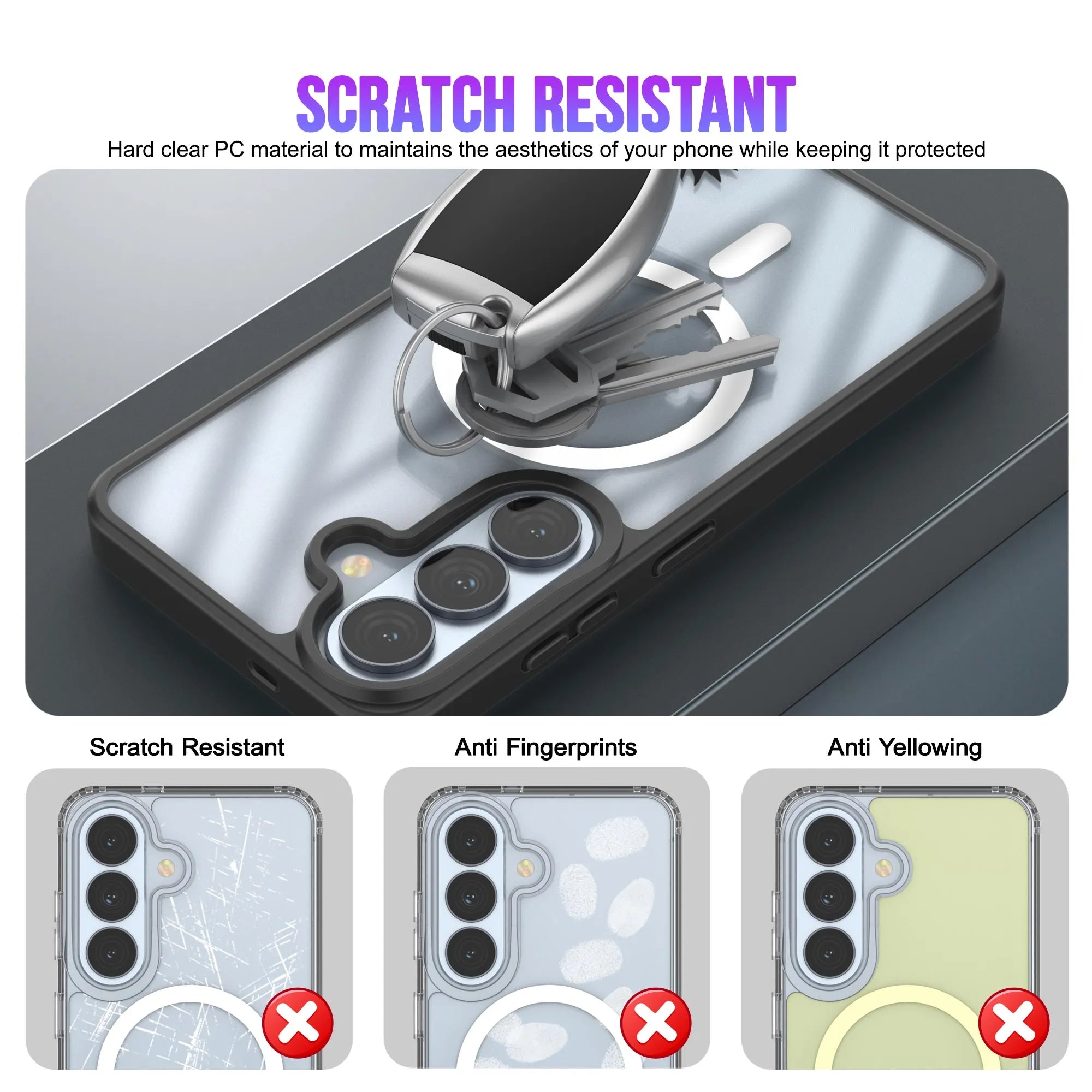 Galaxy S26 Magnetic Wireless Charging Case [Clear Acrylic Series] [Non-Slip] For Galaxy S26 [Black]