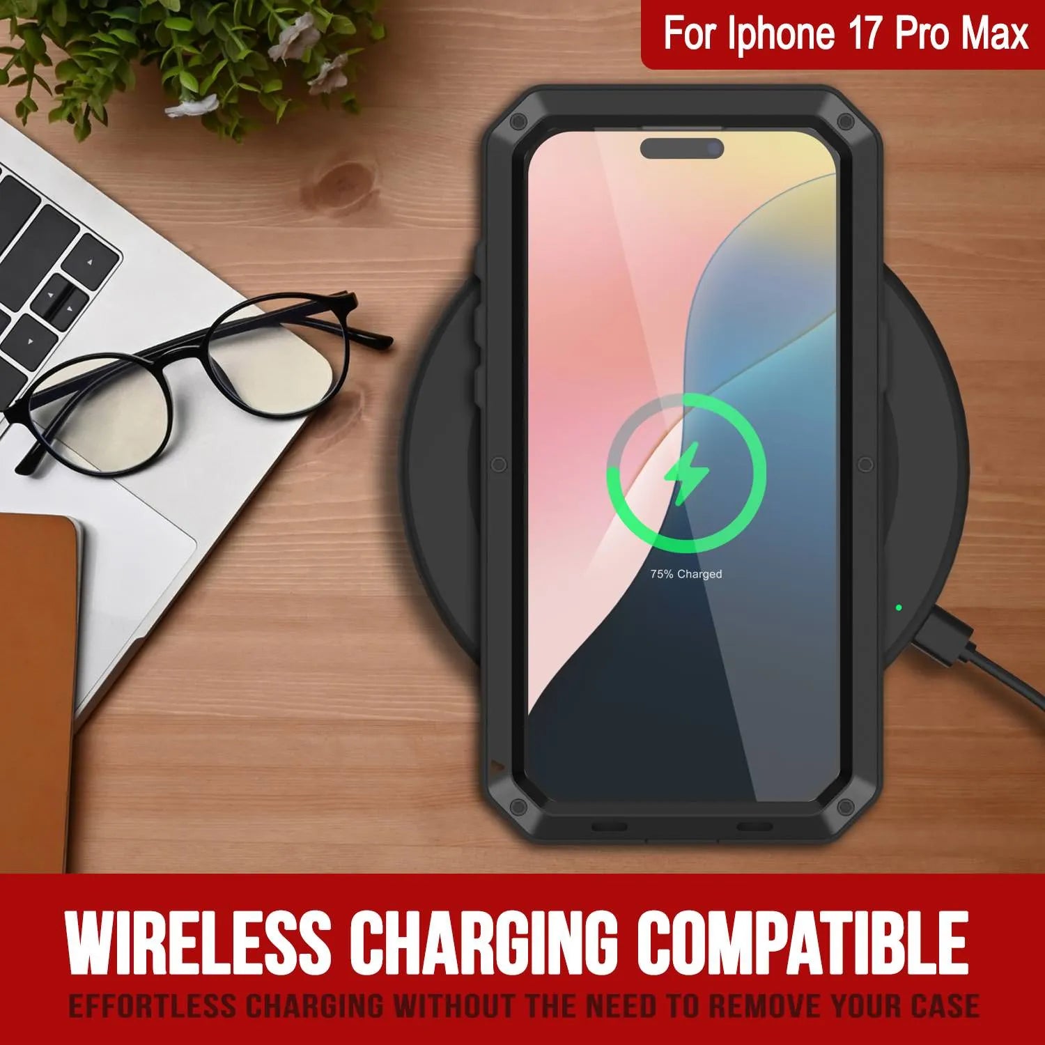 iPhone 17 Pro Max Metal Case, Heavy Duty Military Grade Armor Cover [shock proof] Full Body Hard [Black]