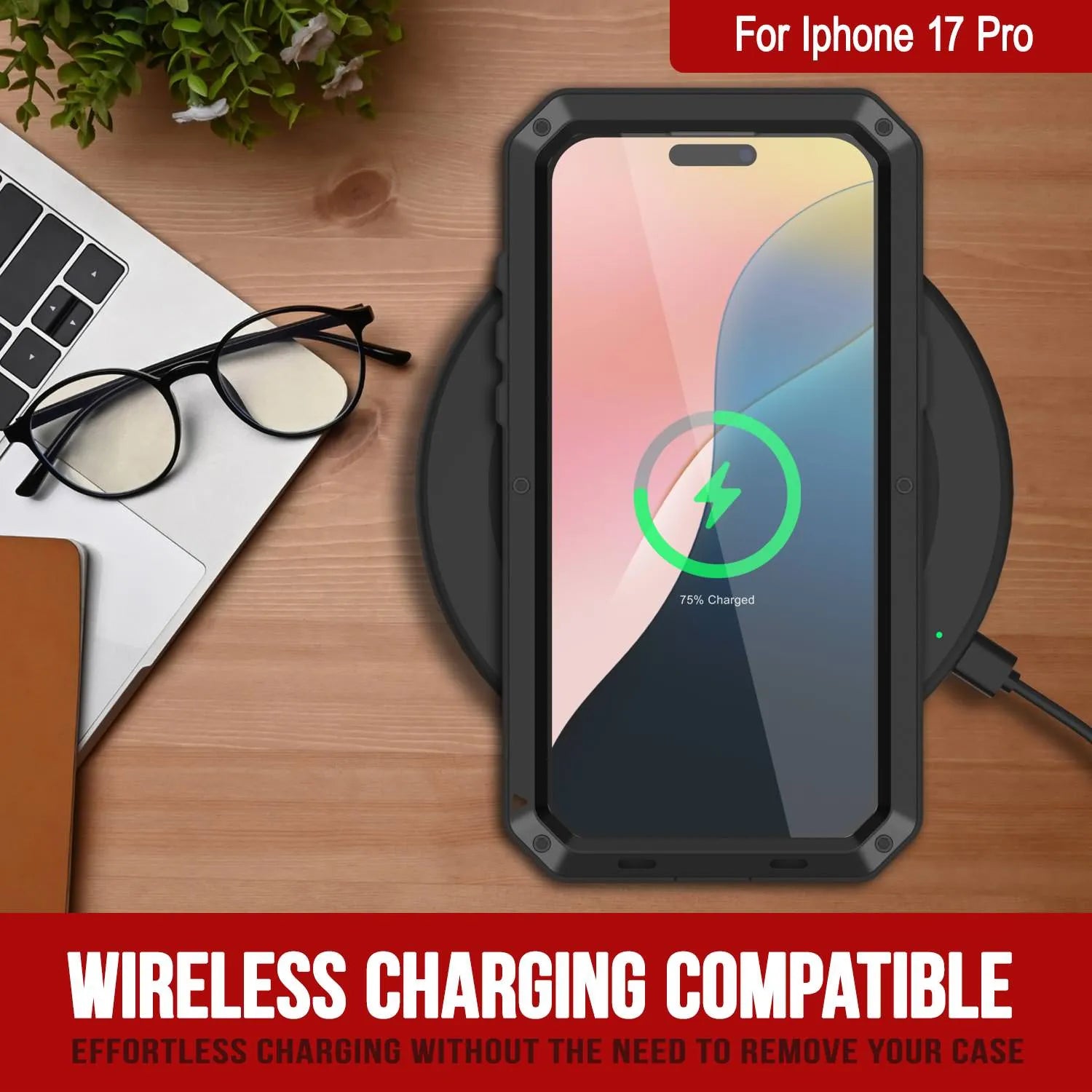 iPhone 17 Pro Metal Case, Heavy Duty Military Grade Armor Cover [shock proof] Full Body Hard [Black]