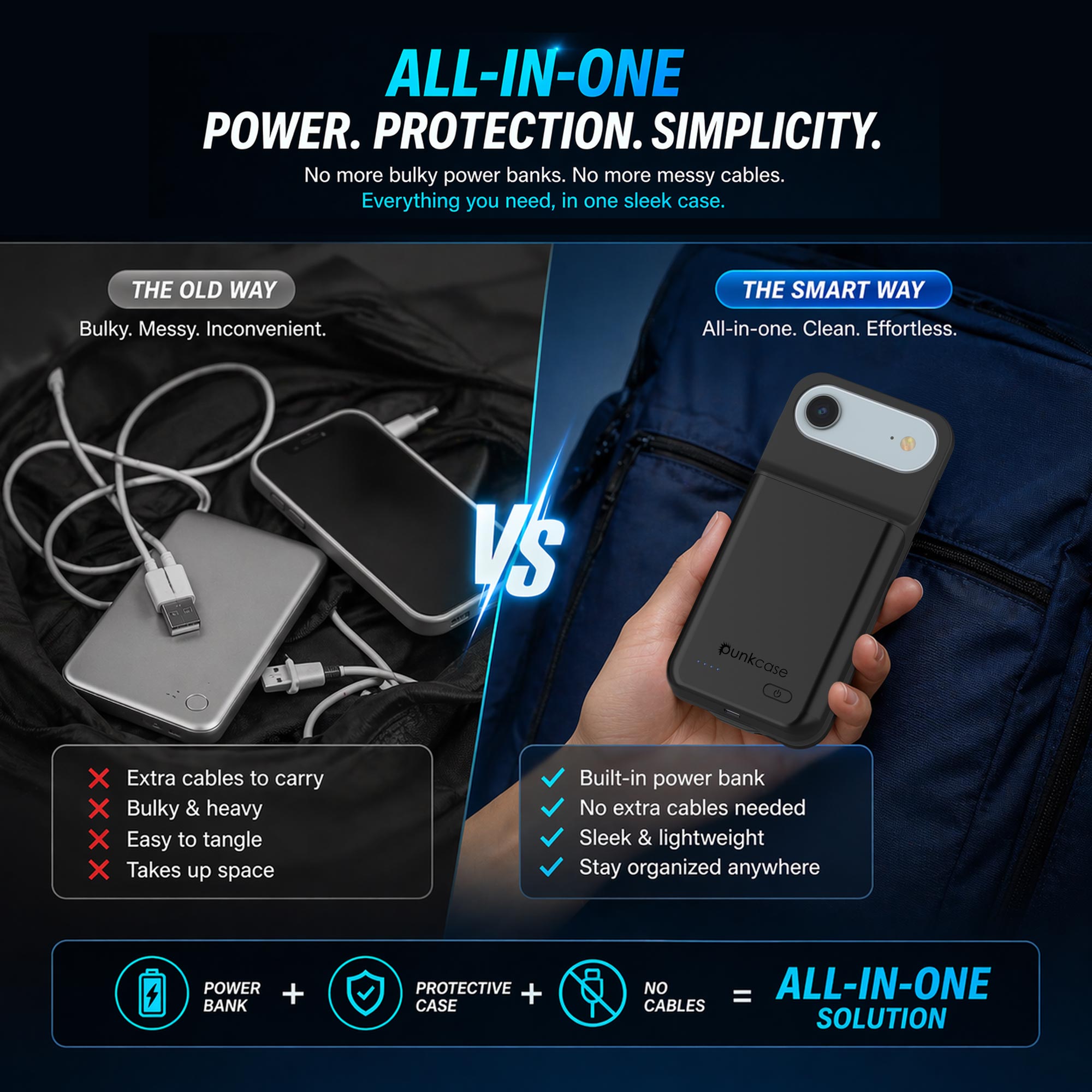 iPhone 17 Air Battery Case, PunkJuice 6000mah Fast Charging Case [Black]
