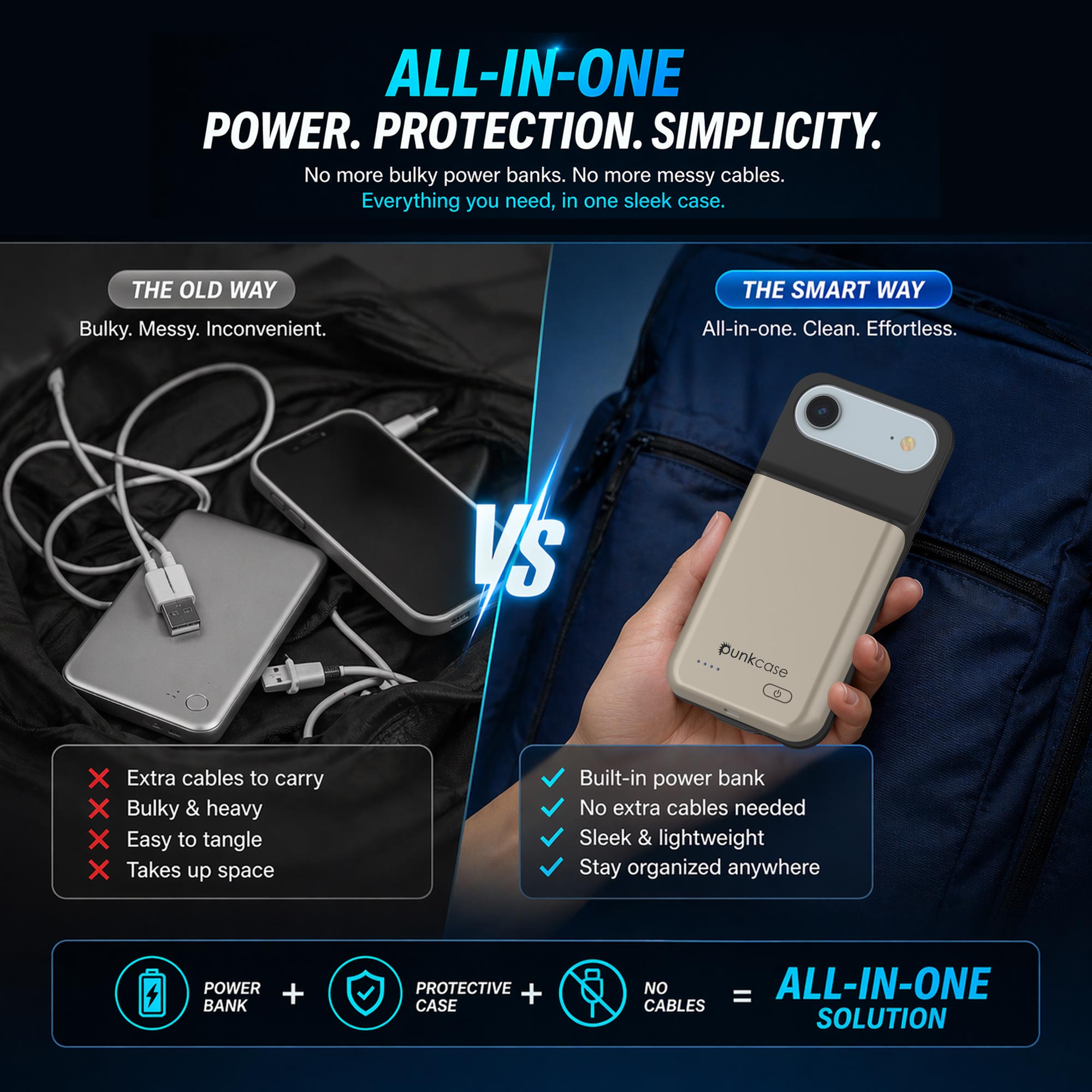 iPhone 17 Air Battery Case, PunkJuice 6000mah Fast Charging Case [Gold]